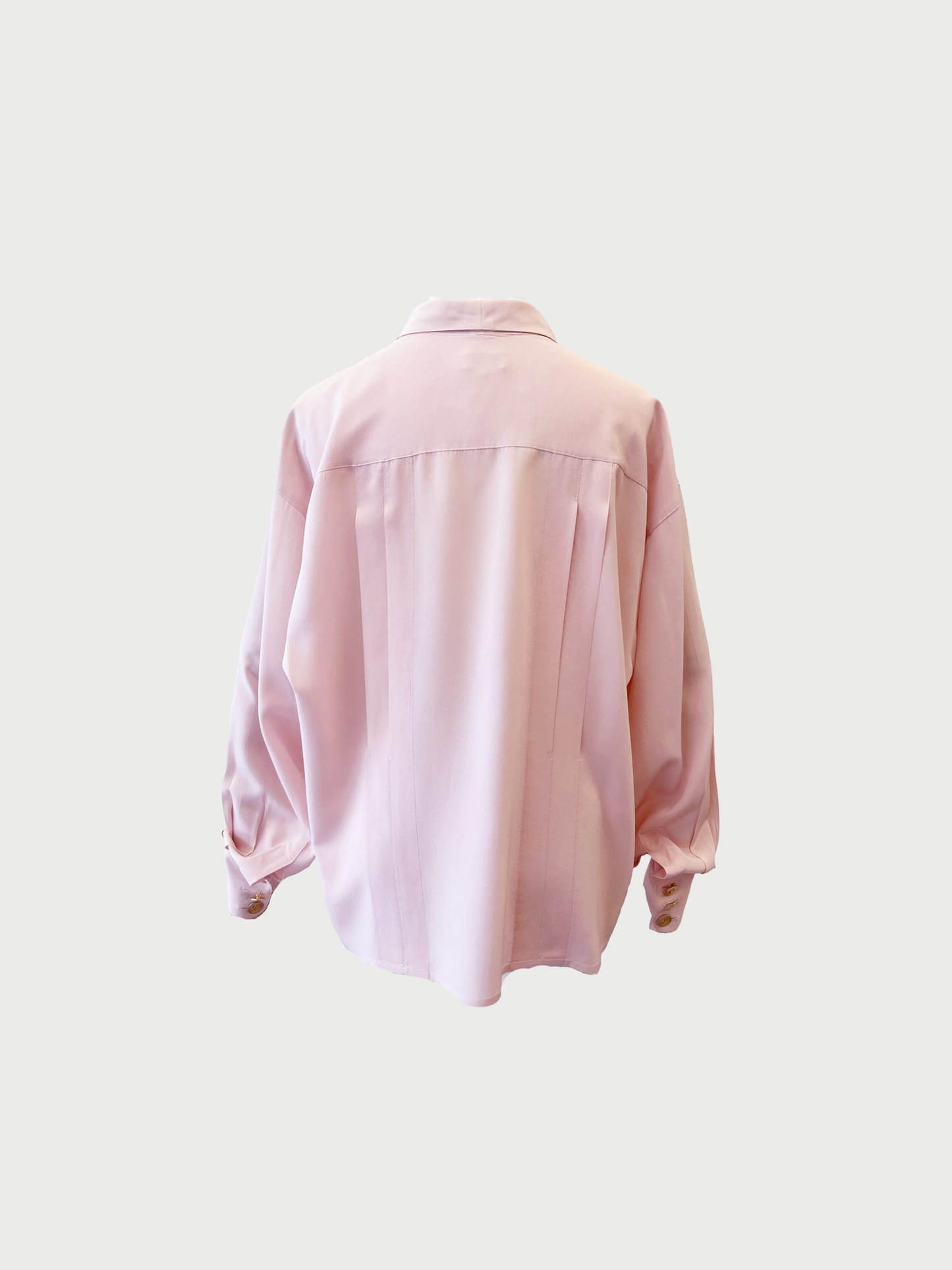 Chanel 1980s Light Pink Silk CC Button Blouse