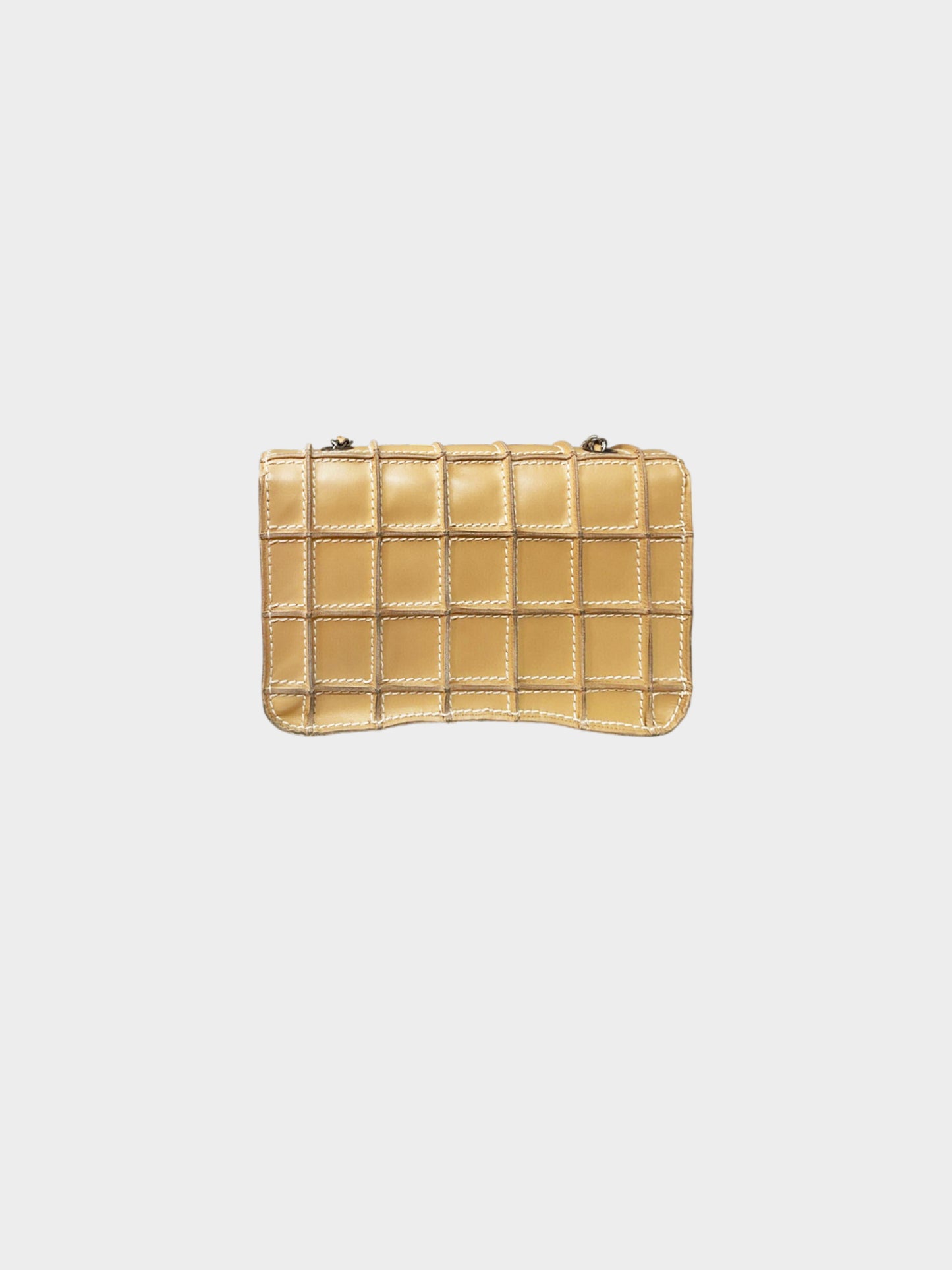 Chanel 2002-2003 Beige Calfskin Square Wild Stitch Flap