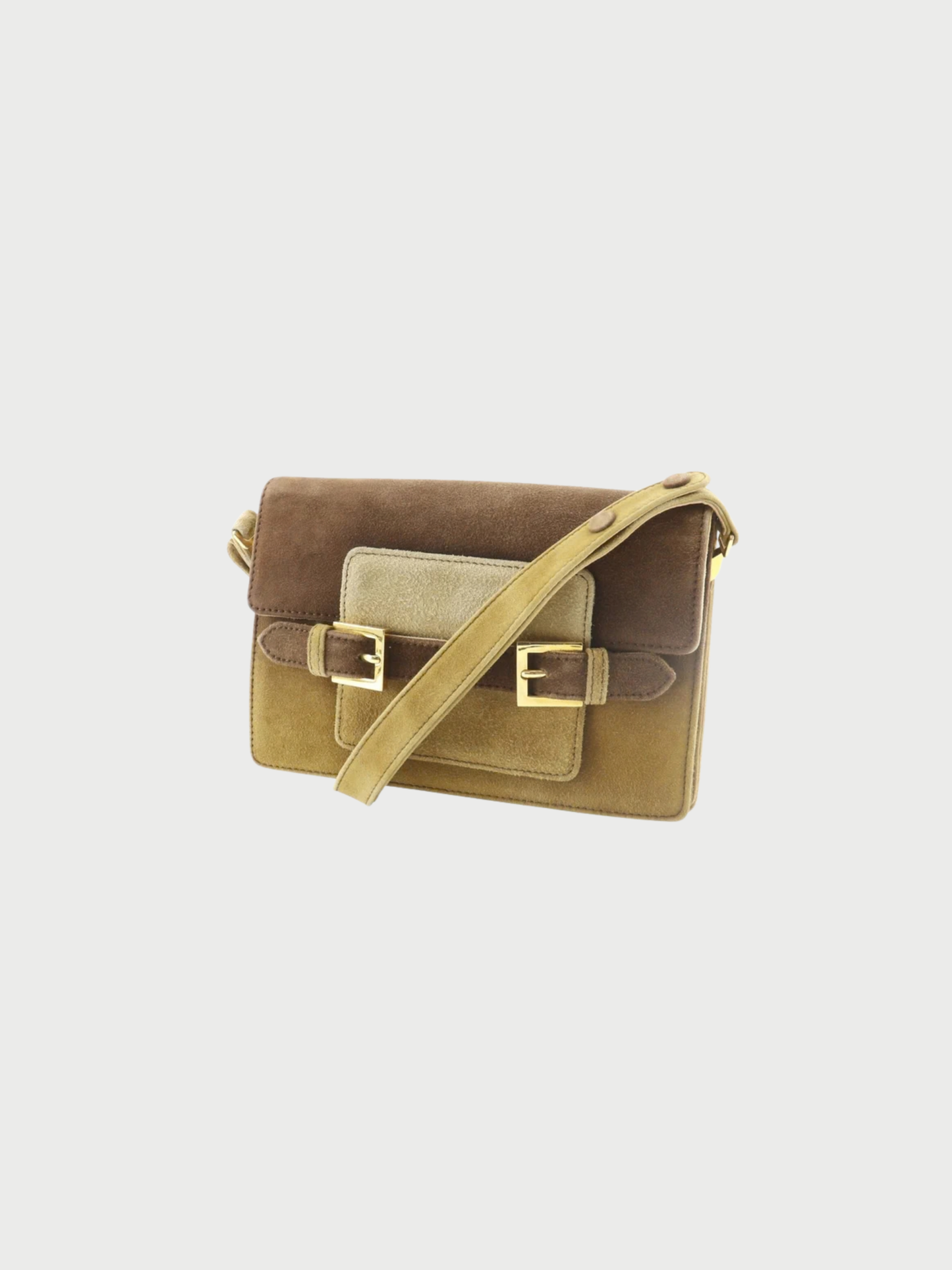 Fendi 2000s Beige Suede Classic Flap Shoulder Bag