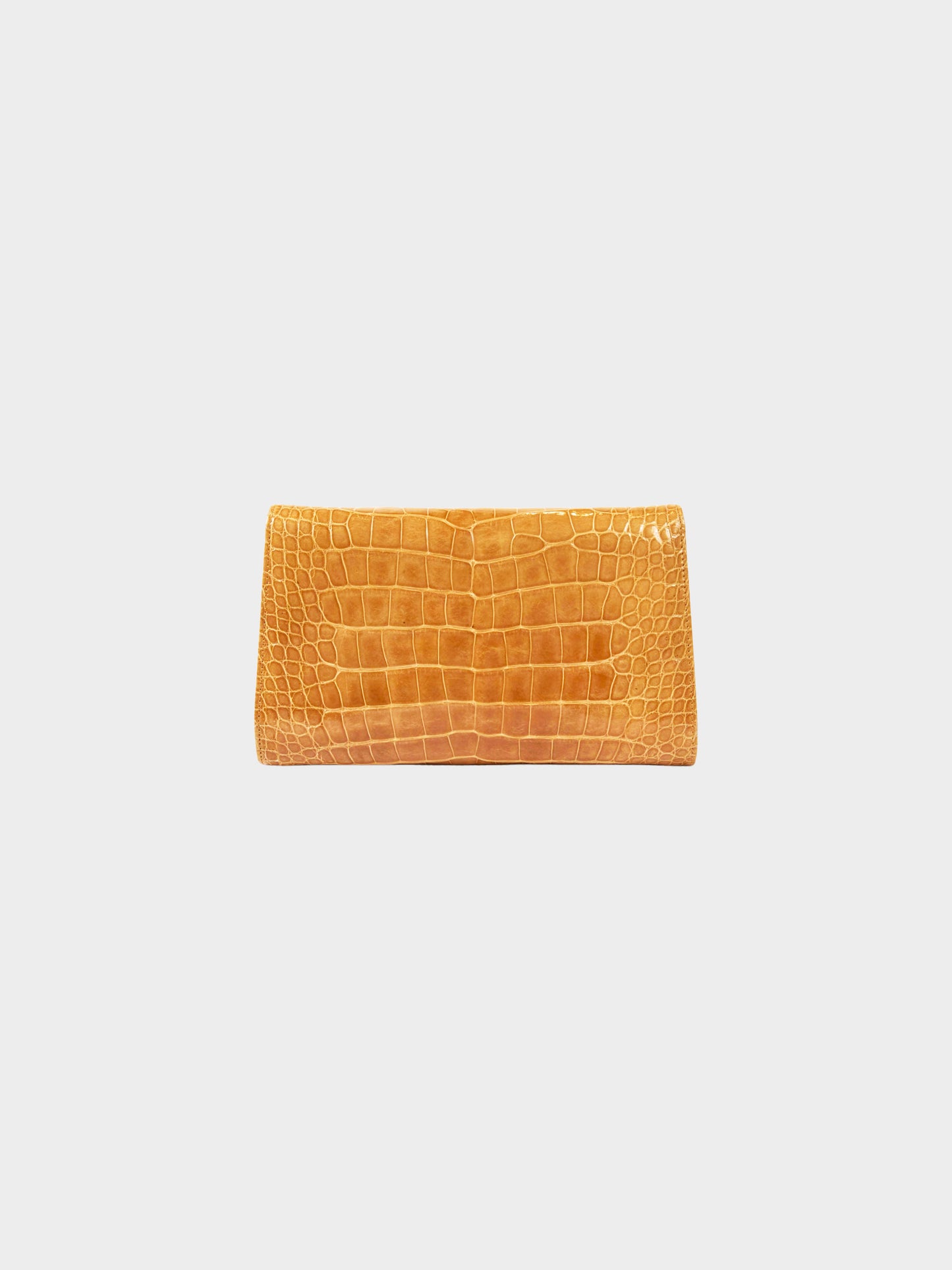 Gucci 1980s Brown Crocodile Leather Clutch