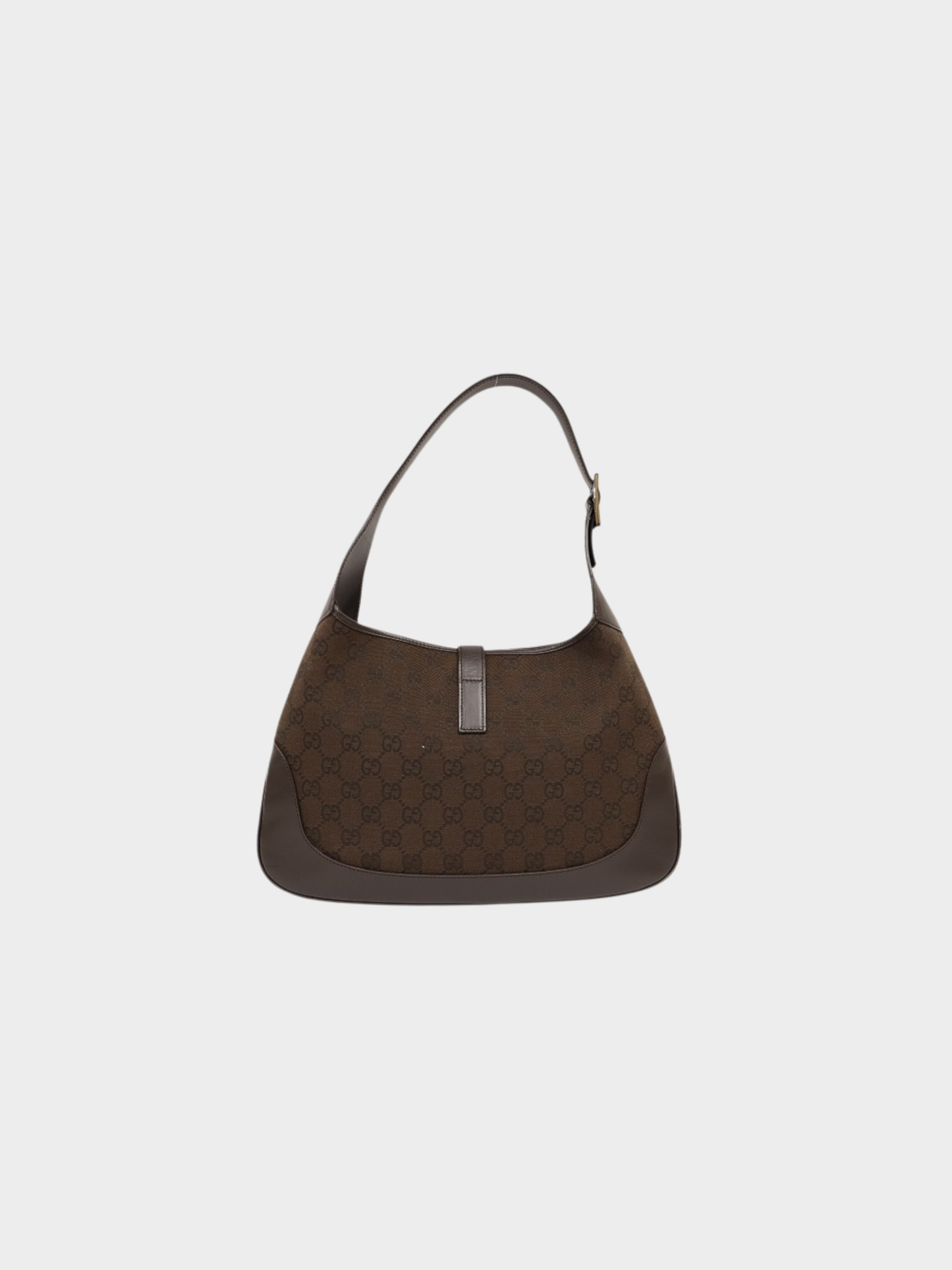Gucci 2000s Brown GG Canvas Leather Jackie Shoulder Bag