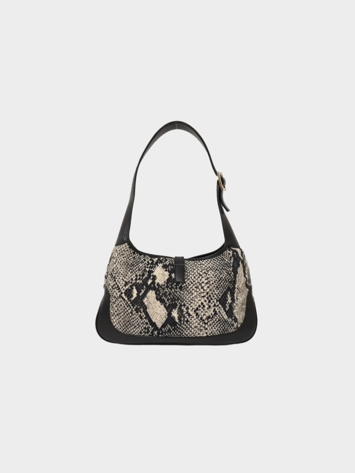 Gucci 2000s Black White Python Jackie Shoulder Bag