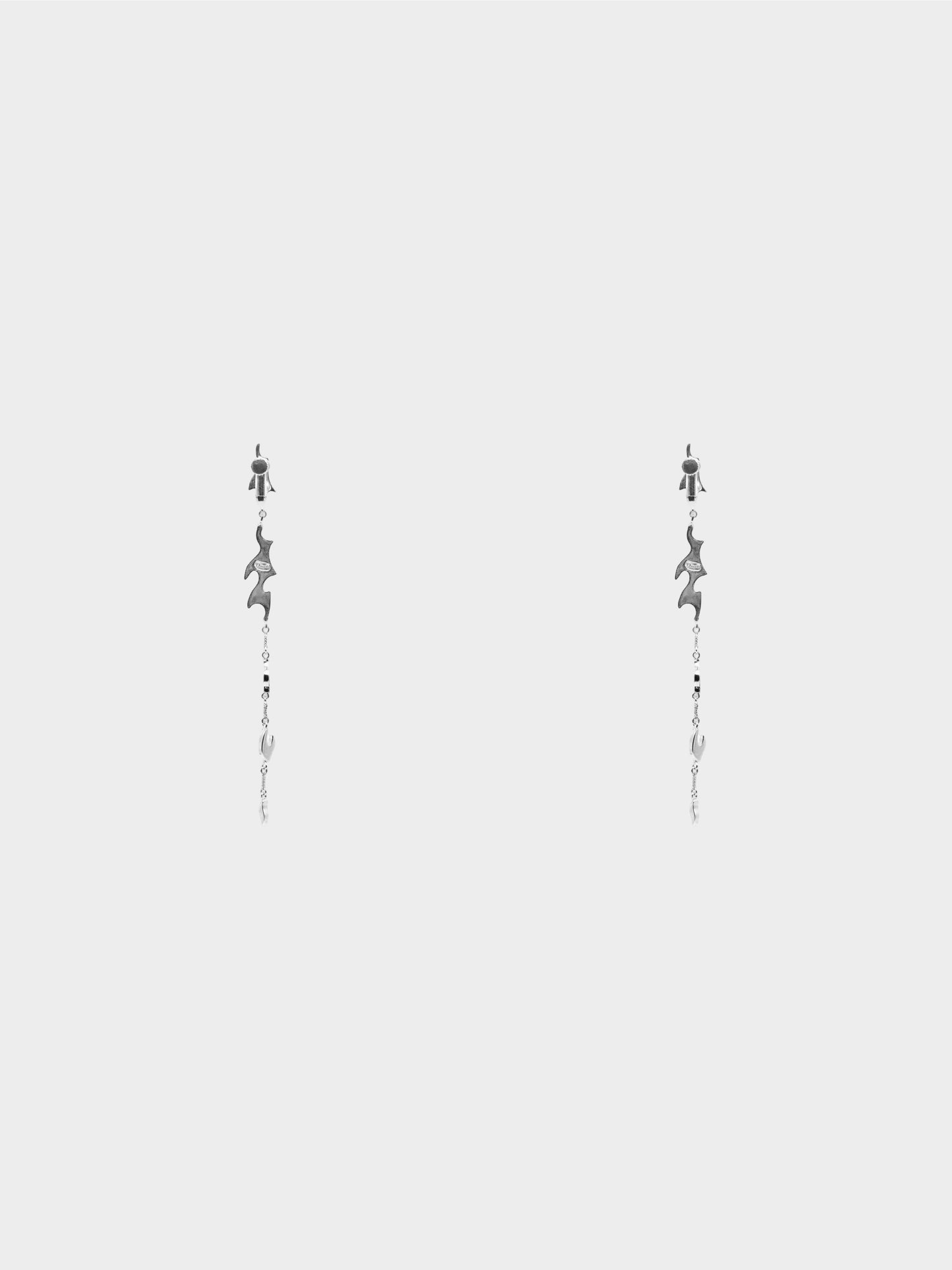 Christian Dior by John Galliano 2000s Silver Tribal Motif Drop Earrings