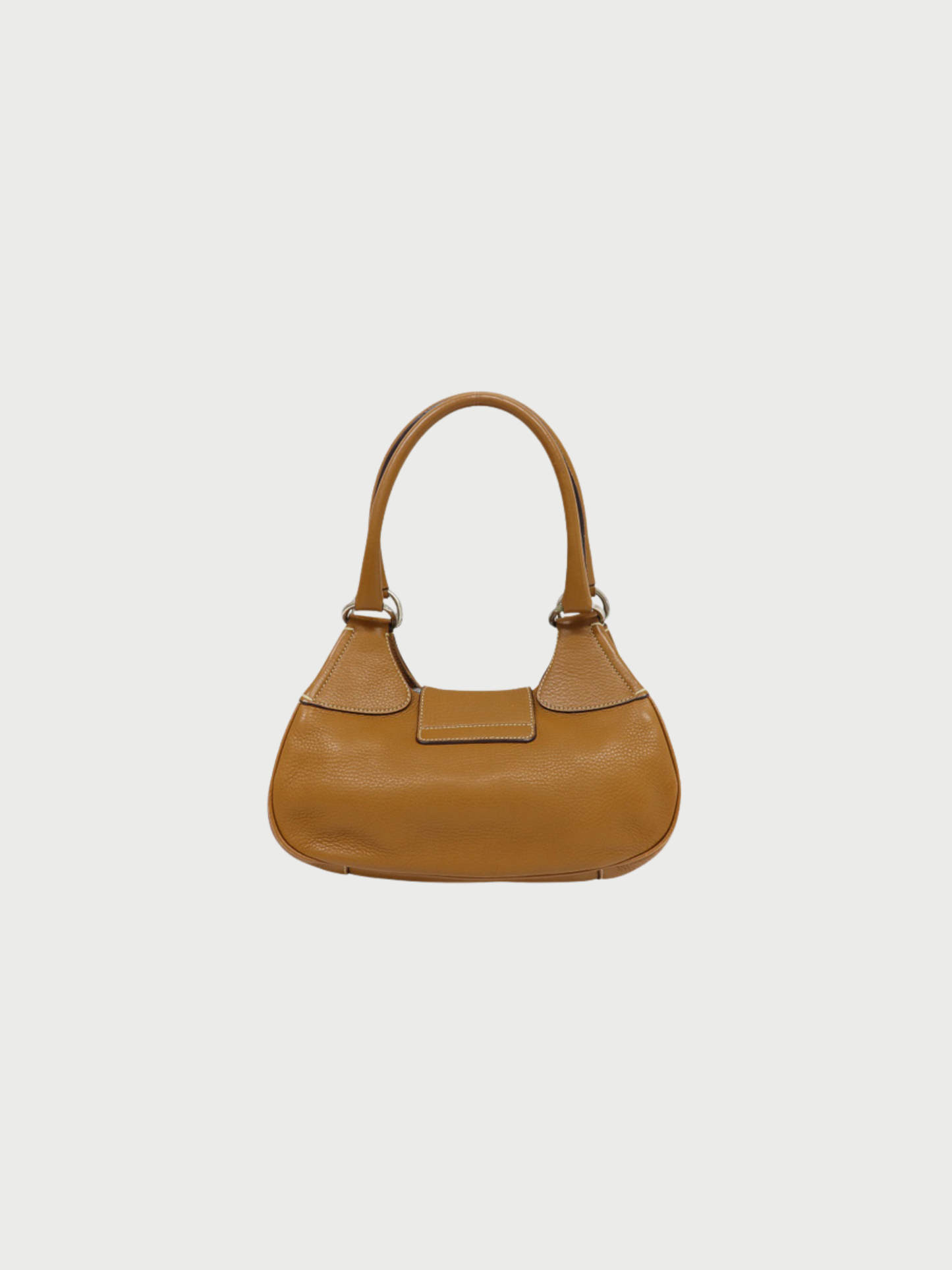 Prada 2000s Brown Leather Triangle Logo Hardware One-Shoulder Bag