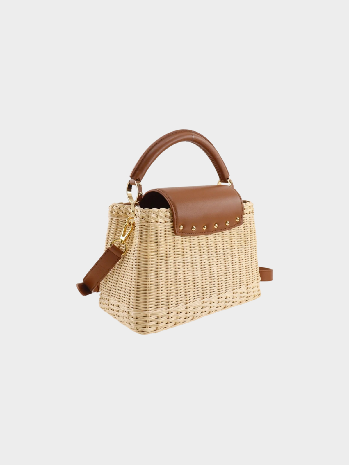 Louis Vuitton 2020s Natural Rattan Calfskin Capucines BB Handbag