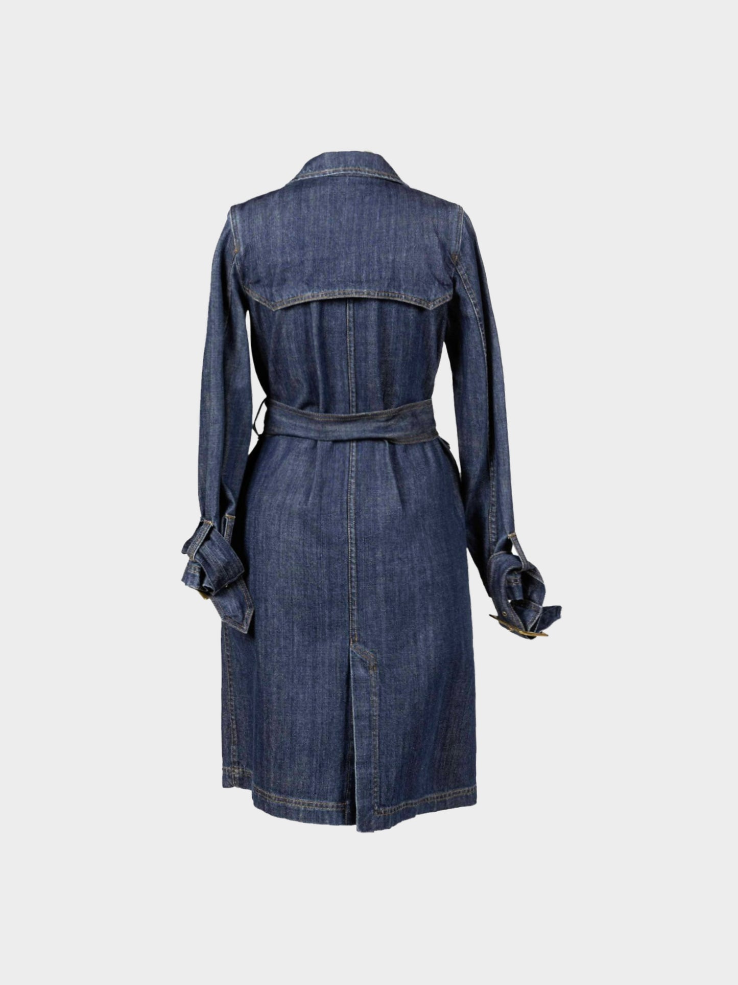Dolce & Gabbana 2000s Blue Denim Double Breasted Trench Coat