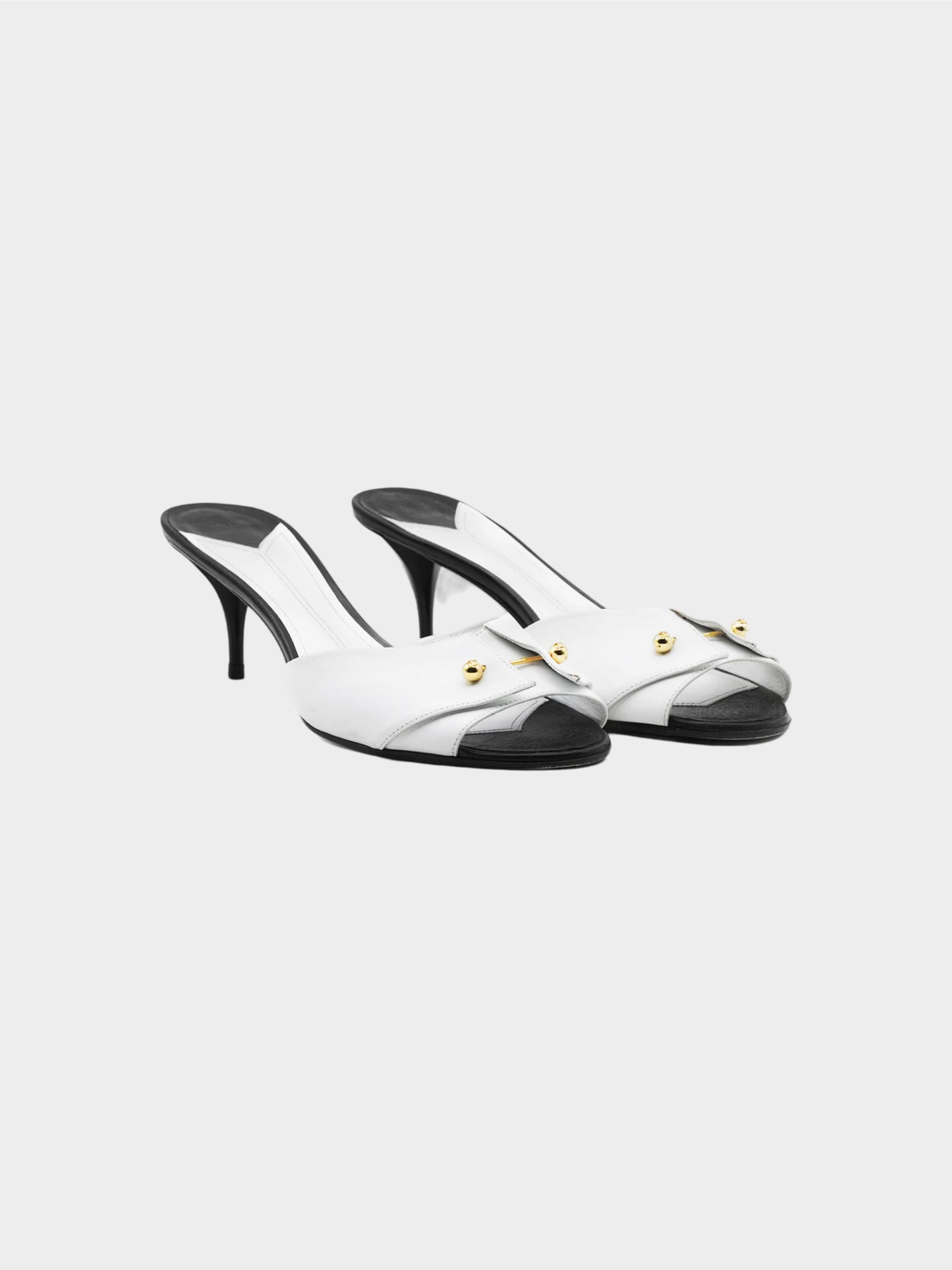 Chanel by Karl Lagerfeld 2000 Black and White Two-tone Leather Sandals