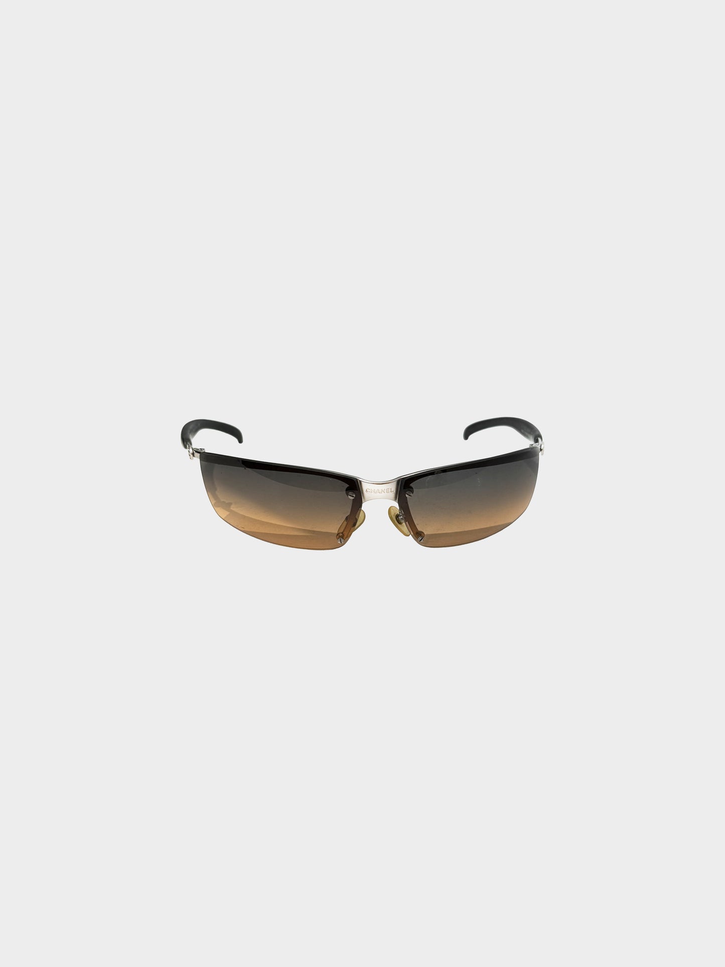 Chanel by Karl Lagerfeld 2000s Gradient Brown and Grey Rimless Sunglasses