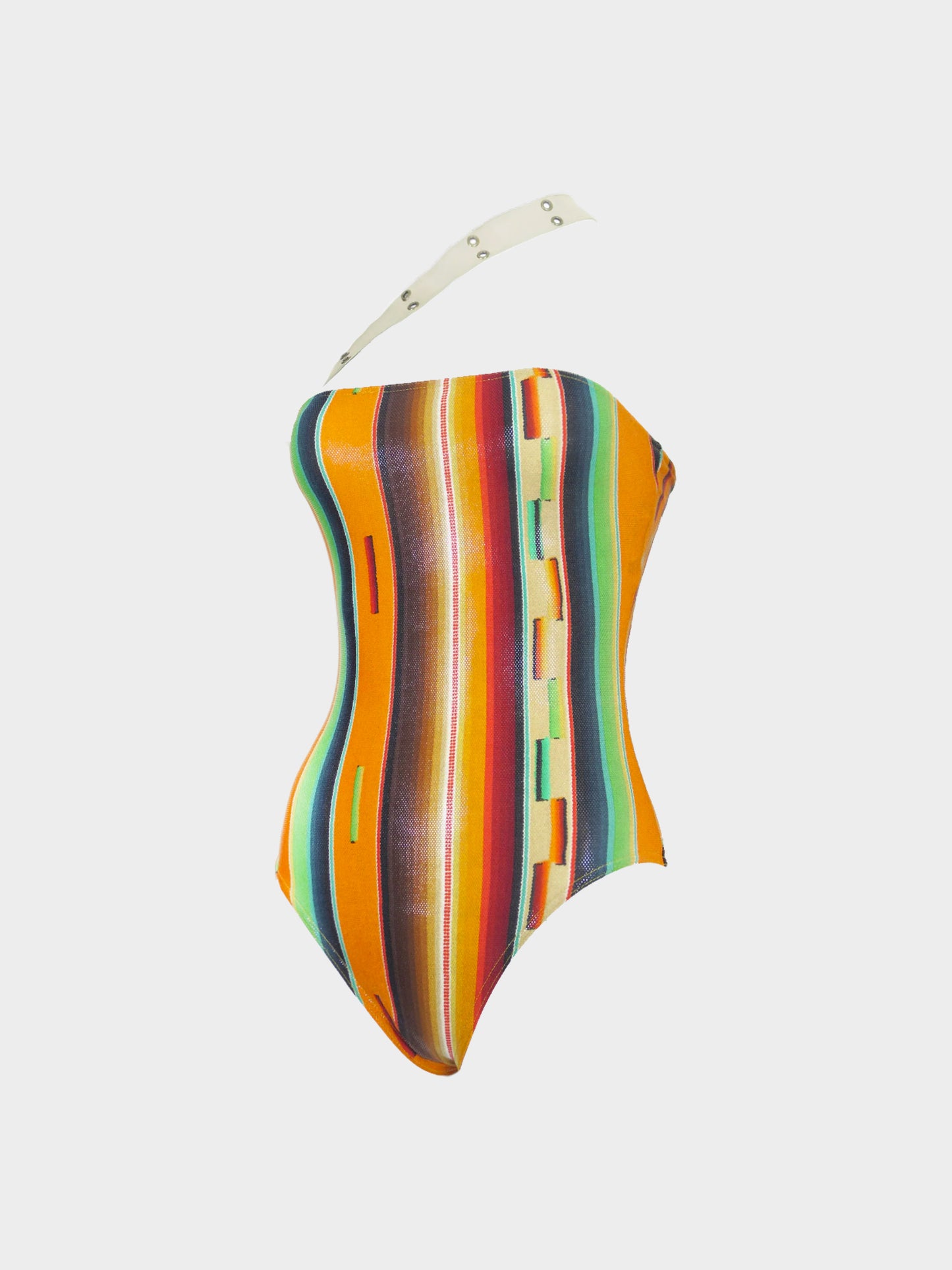 Christian Dior by John Galliano SS 2002 Multicolor Stripe Swimsuit