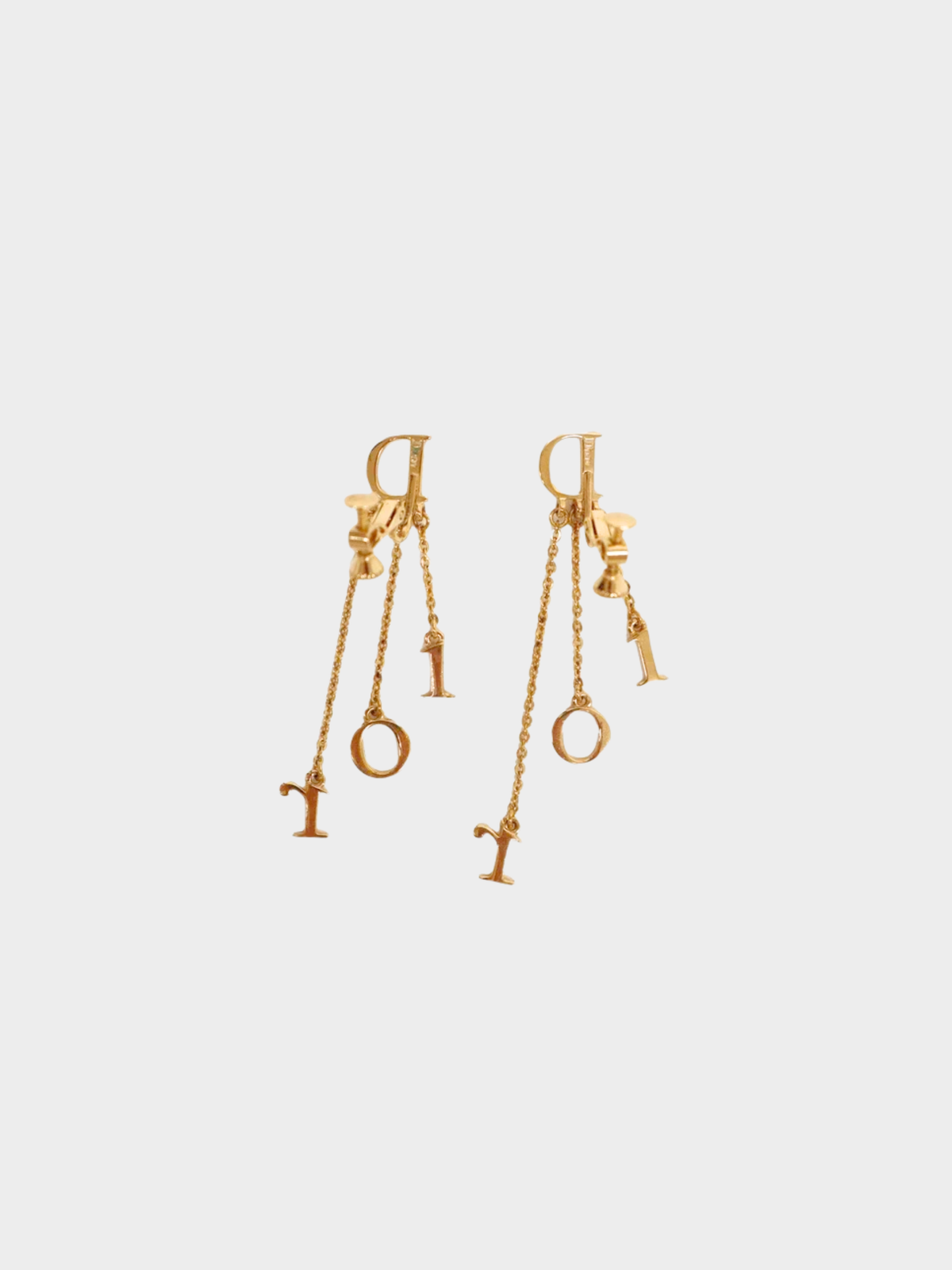 Christian Dior 2000s Gold Logo Drop Earrings