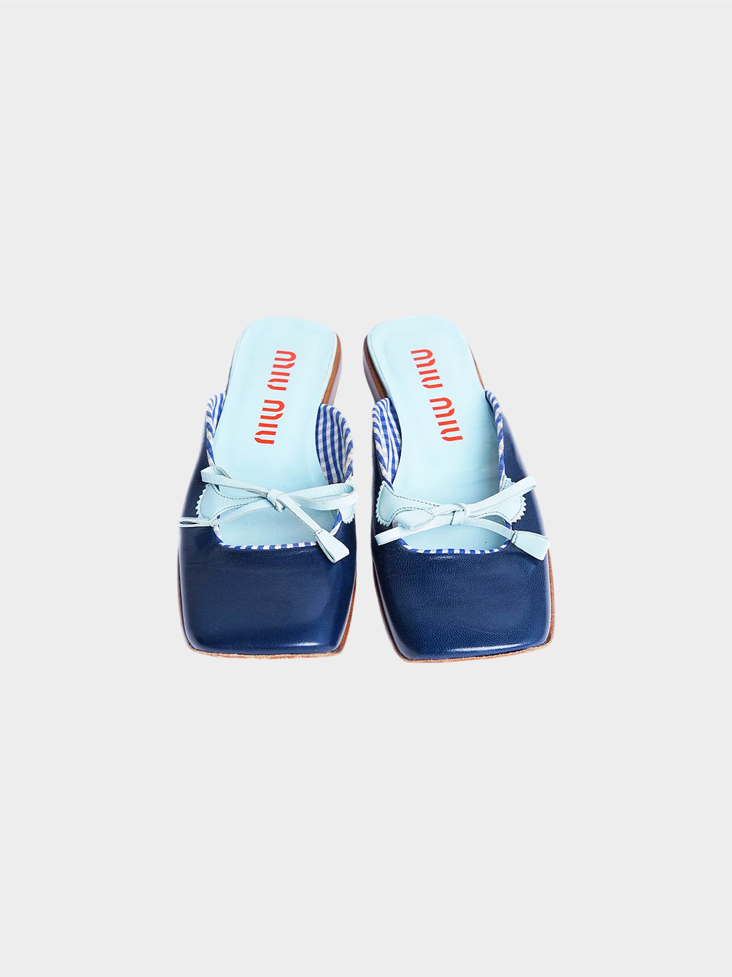 Miu Miu SS 2000 Blue Plaid Leather Flats