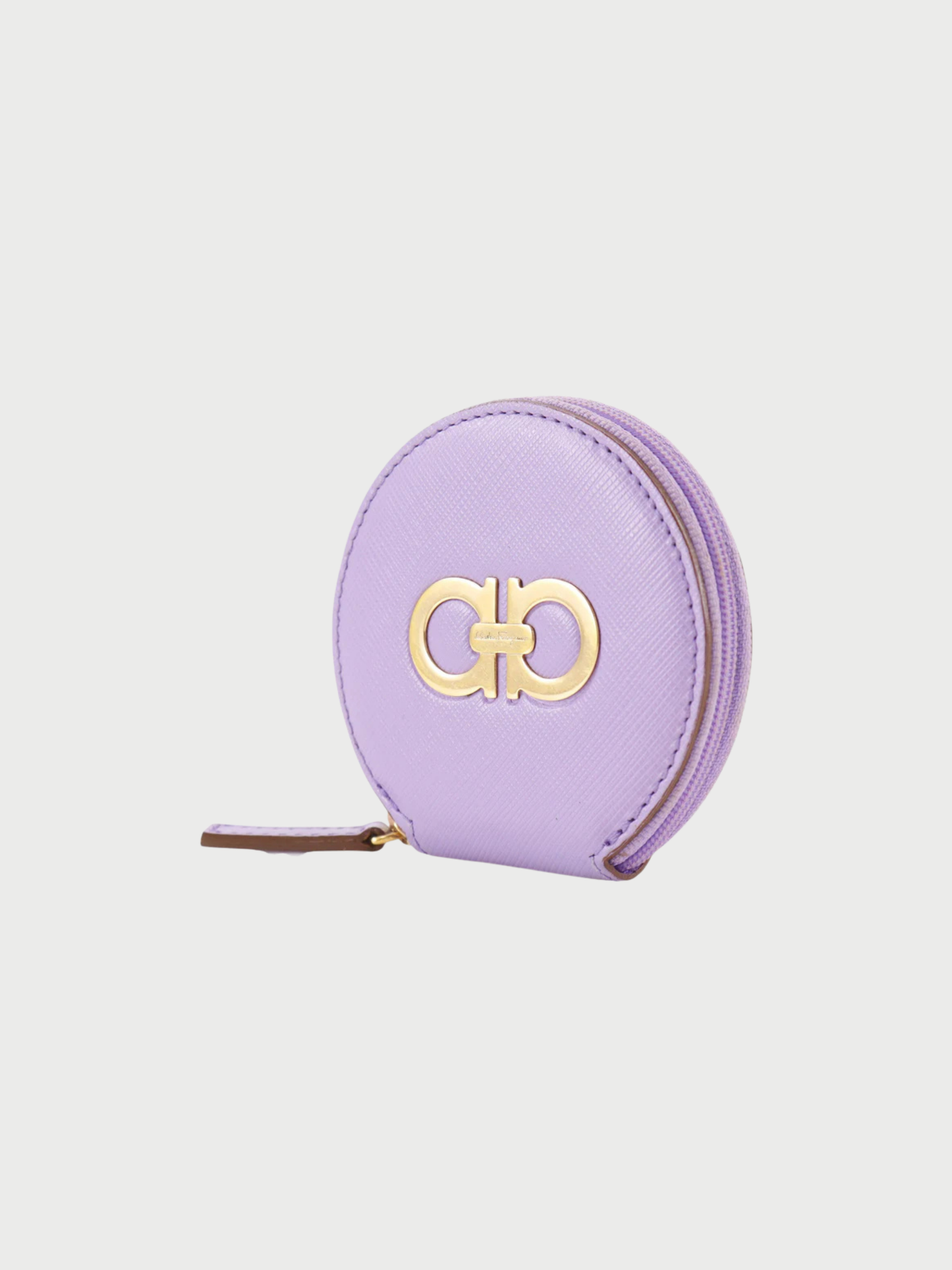Salvatore Ferragamo 2000s Purple Leather Double Gancini Coin Purse