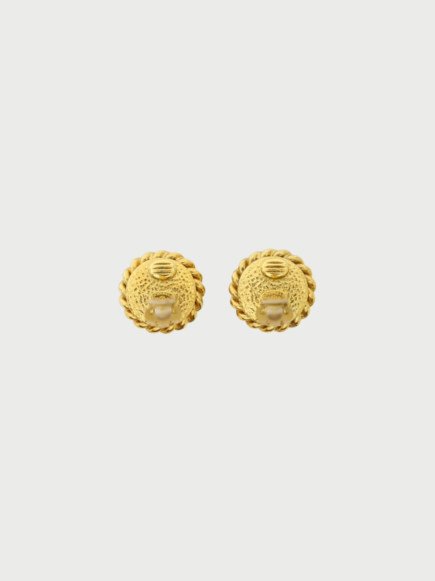 Chanel 1995 Gold Plated Metal Pearl COCO Earrings