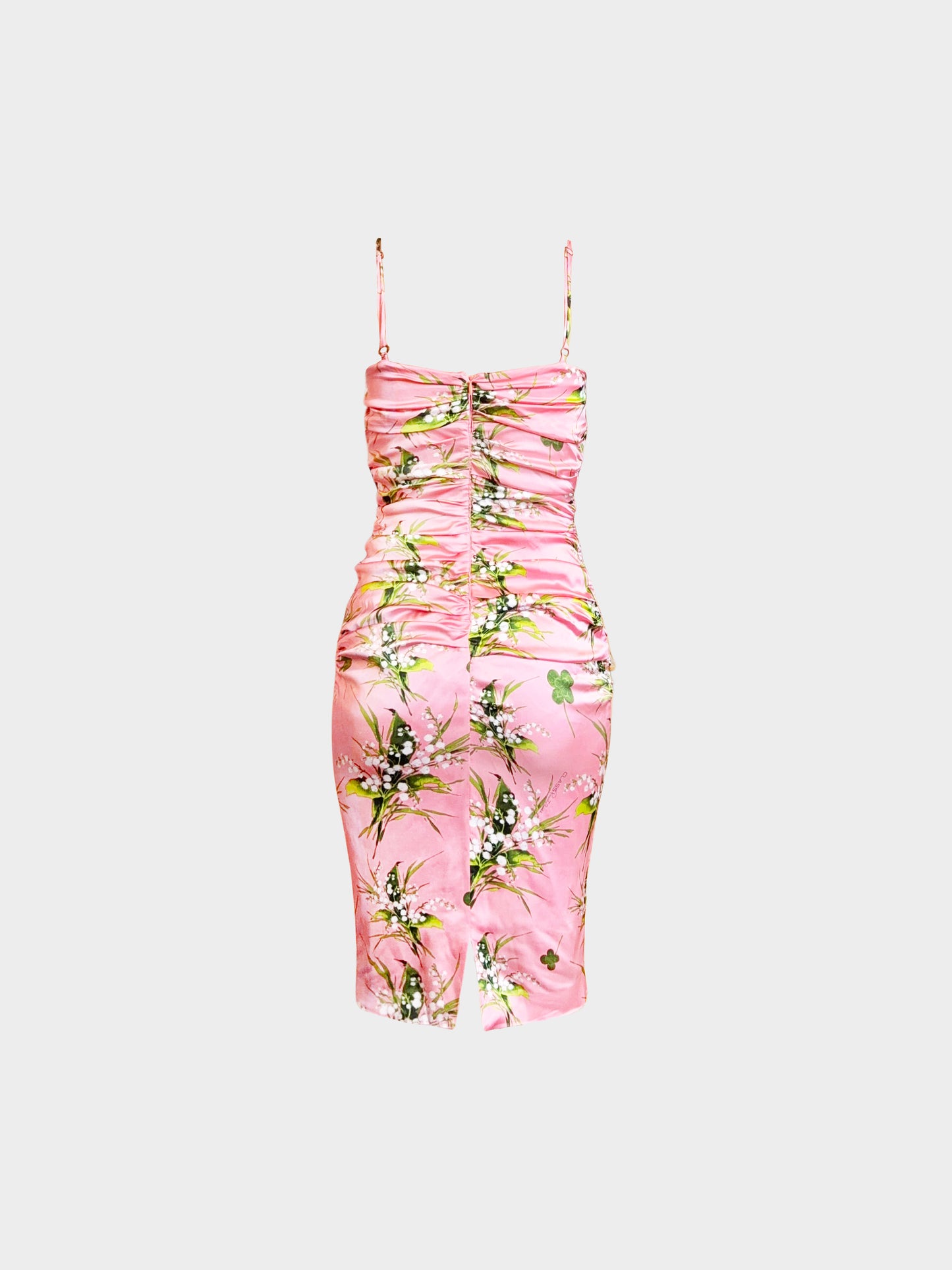 Roberto Cavalli 2010s Pink Floral Ruched Dress