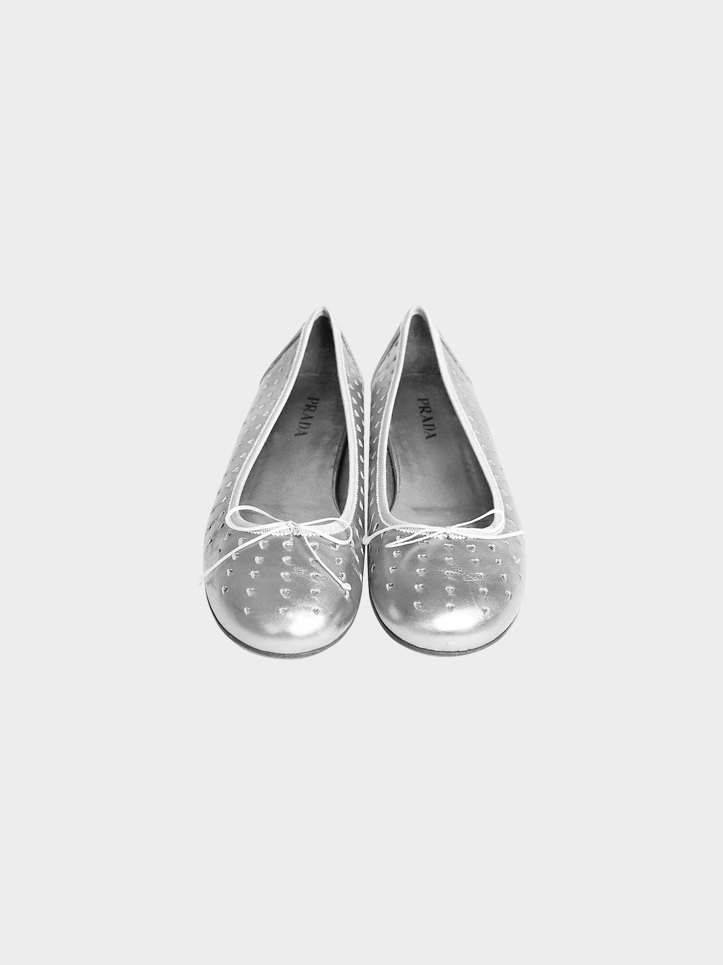 Prada 1990s Silver Heart Ballerina Flats