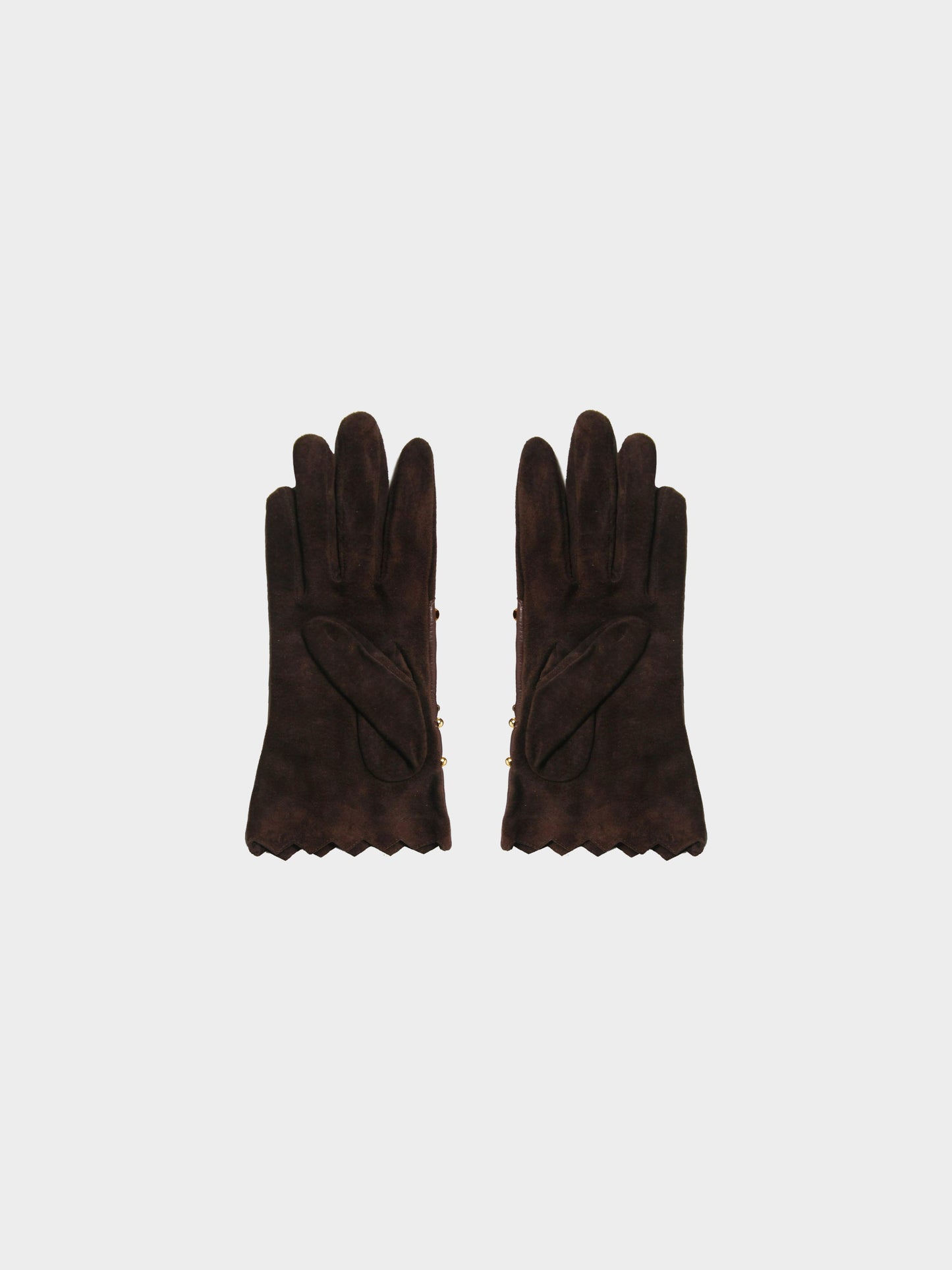 Christian Lacroix 2000s Brown Leather Gloves with Gold Metal Studs
