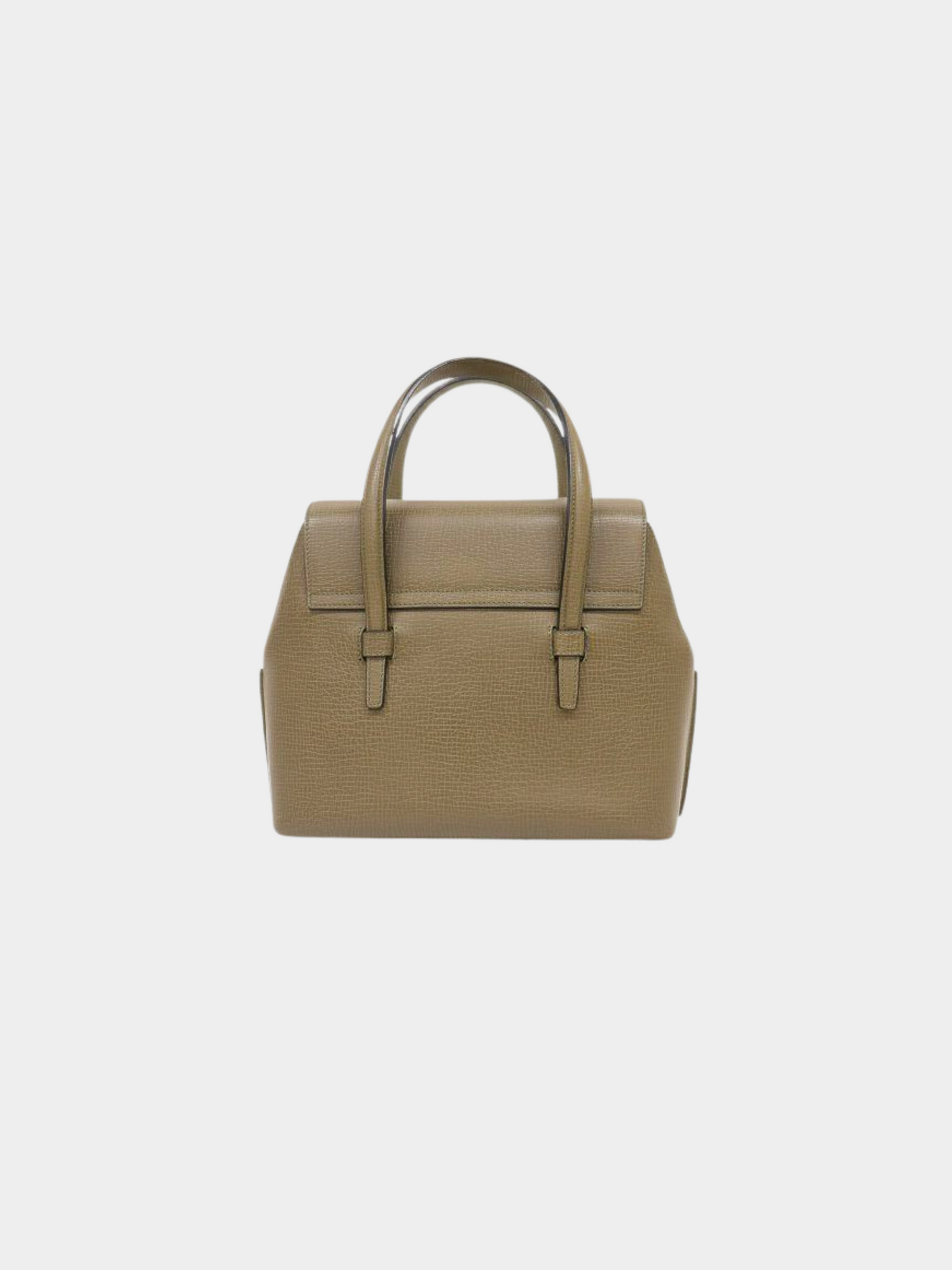 Loewe 1990s Khaki Shrink Leather Logo-Stamped Handbag