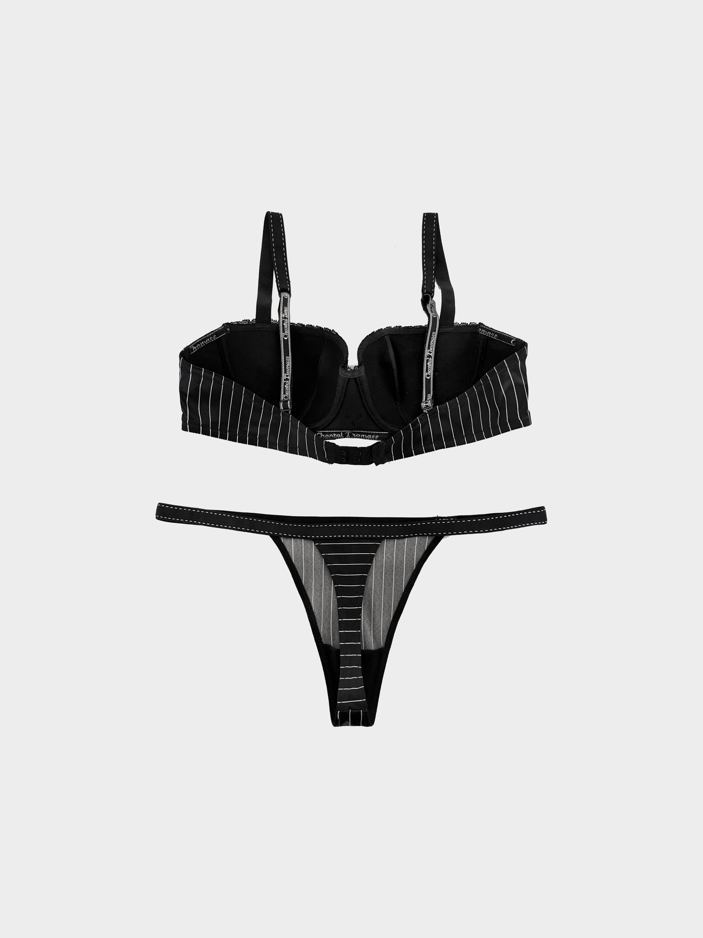 Chantal Thomass 2000s Black Pinstripe Lingerie Set