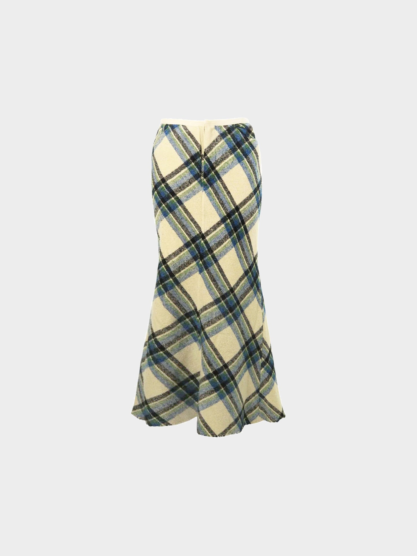 Junya Watanabe x CDG 1993 Blue and Beige Plaid Flare Long Skirt