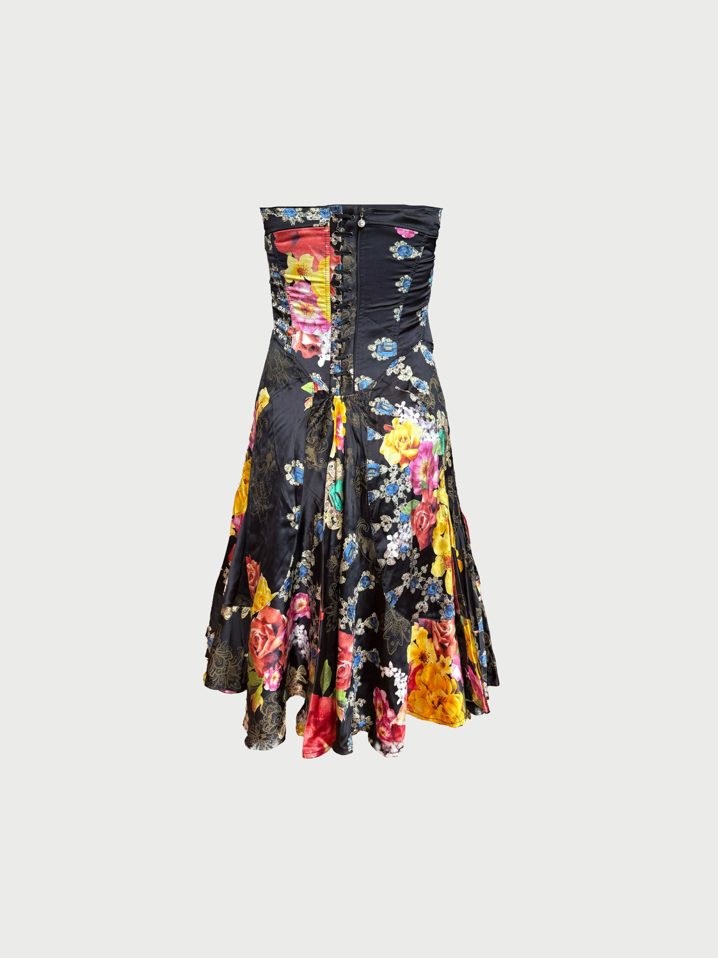 Roberto Cavalli Just Cavalli FW 2005 Black Floral Corset Dress