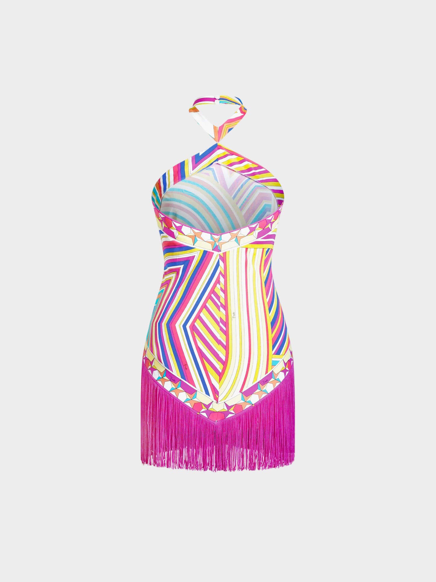 Emilio Pucci 2000s Multicolor Geometric Fringe Dress