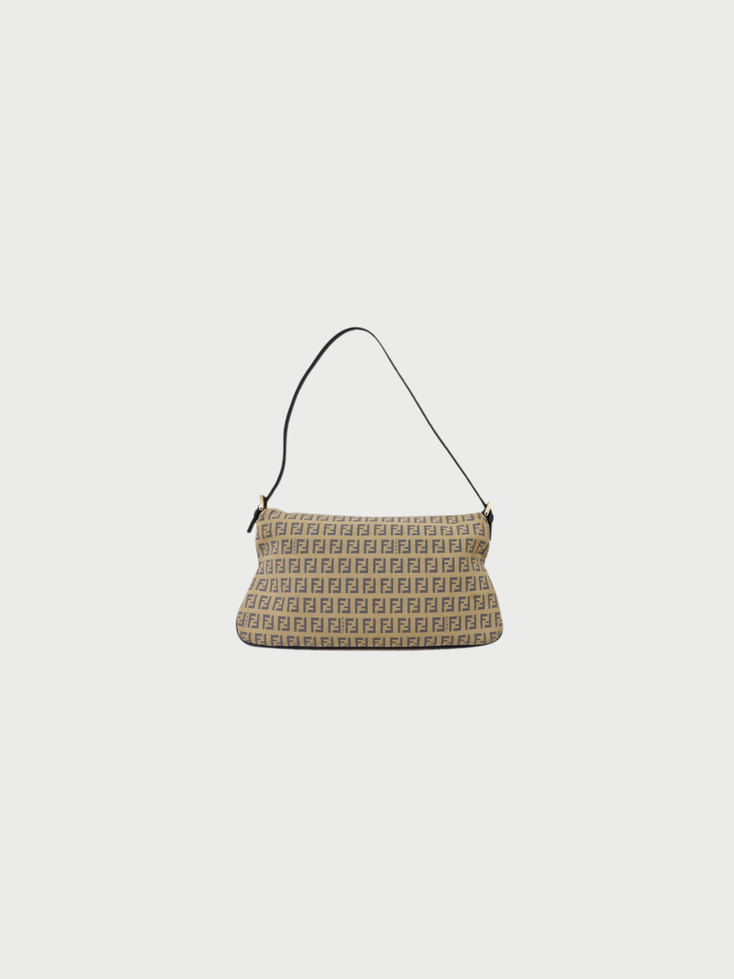 Fendi 2000s Beige Zucchino Canvas Leather Mamma Baguette