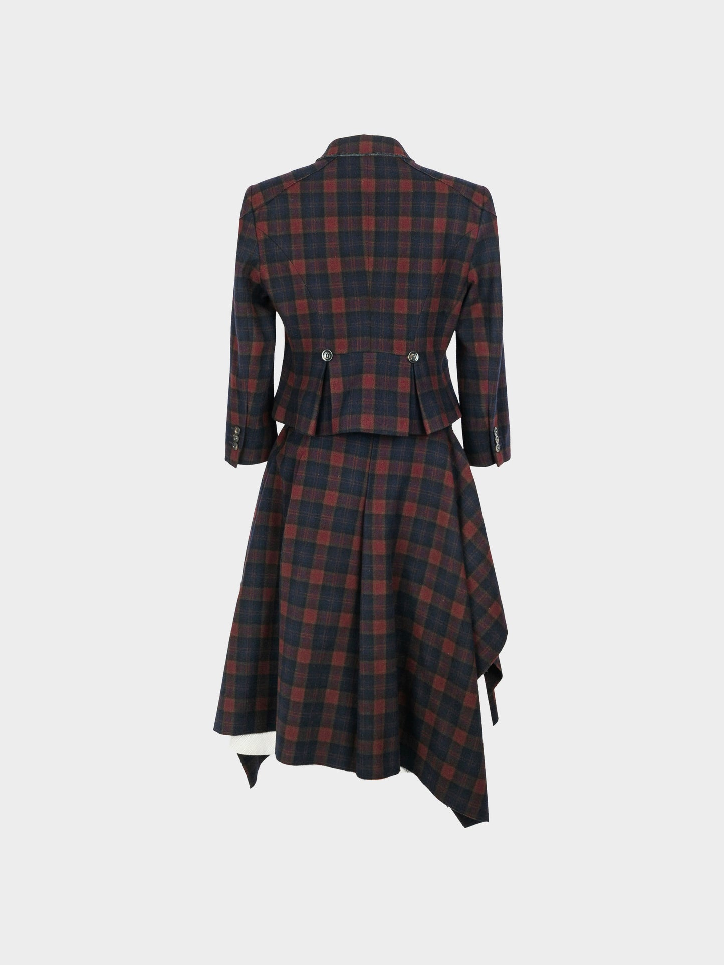 Alexander McQueen 2000s Black and Red Plaid Jacket and Skirt Set