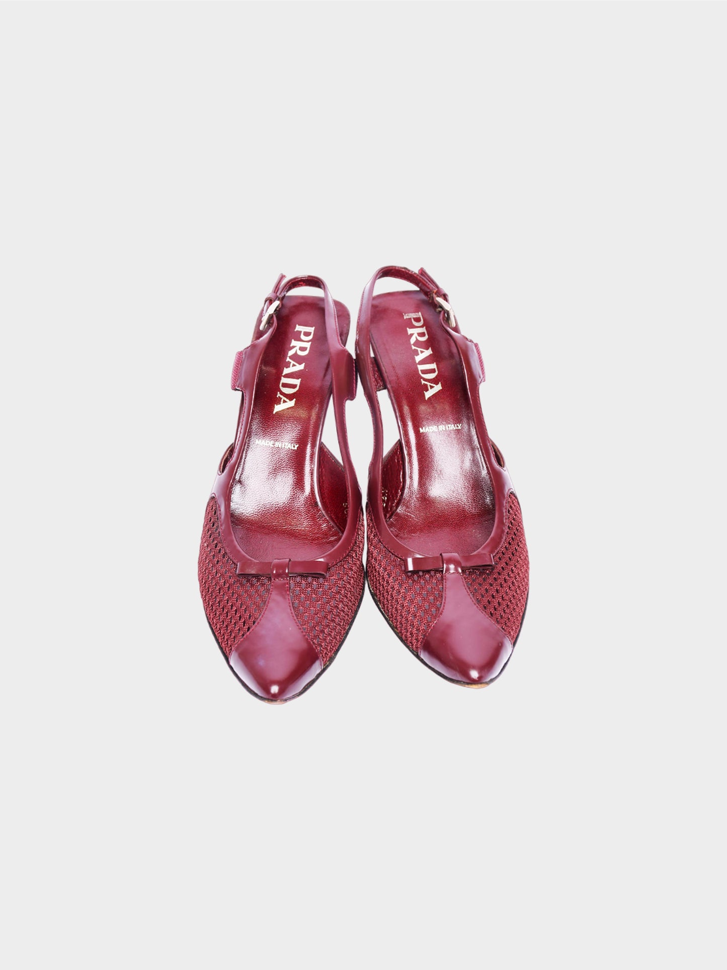 Prada SS 2000 Burgundy Leather and Mesh Heels