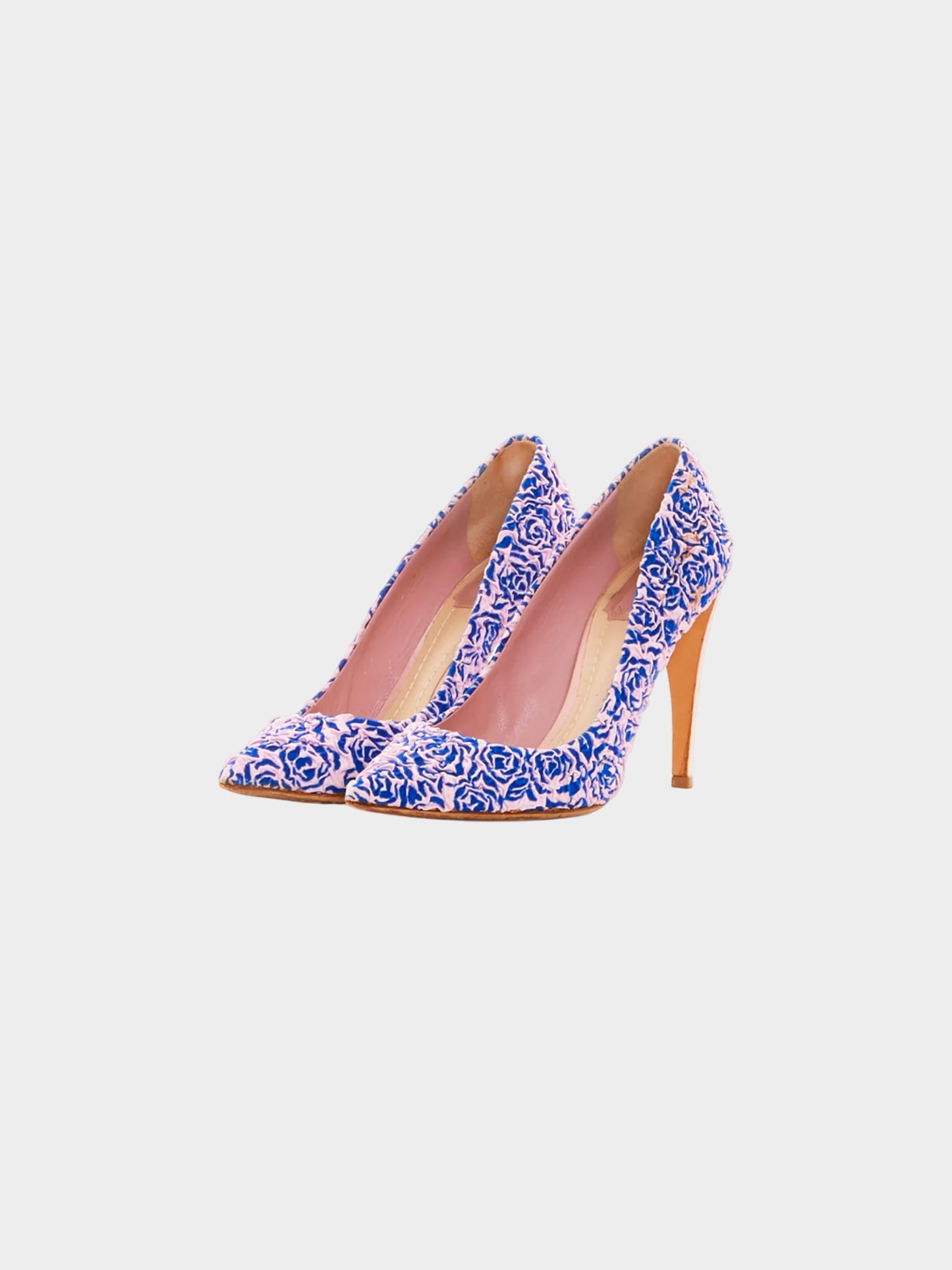 Christian Dior Early 2000s Pink and Blue Rosette Pumps