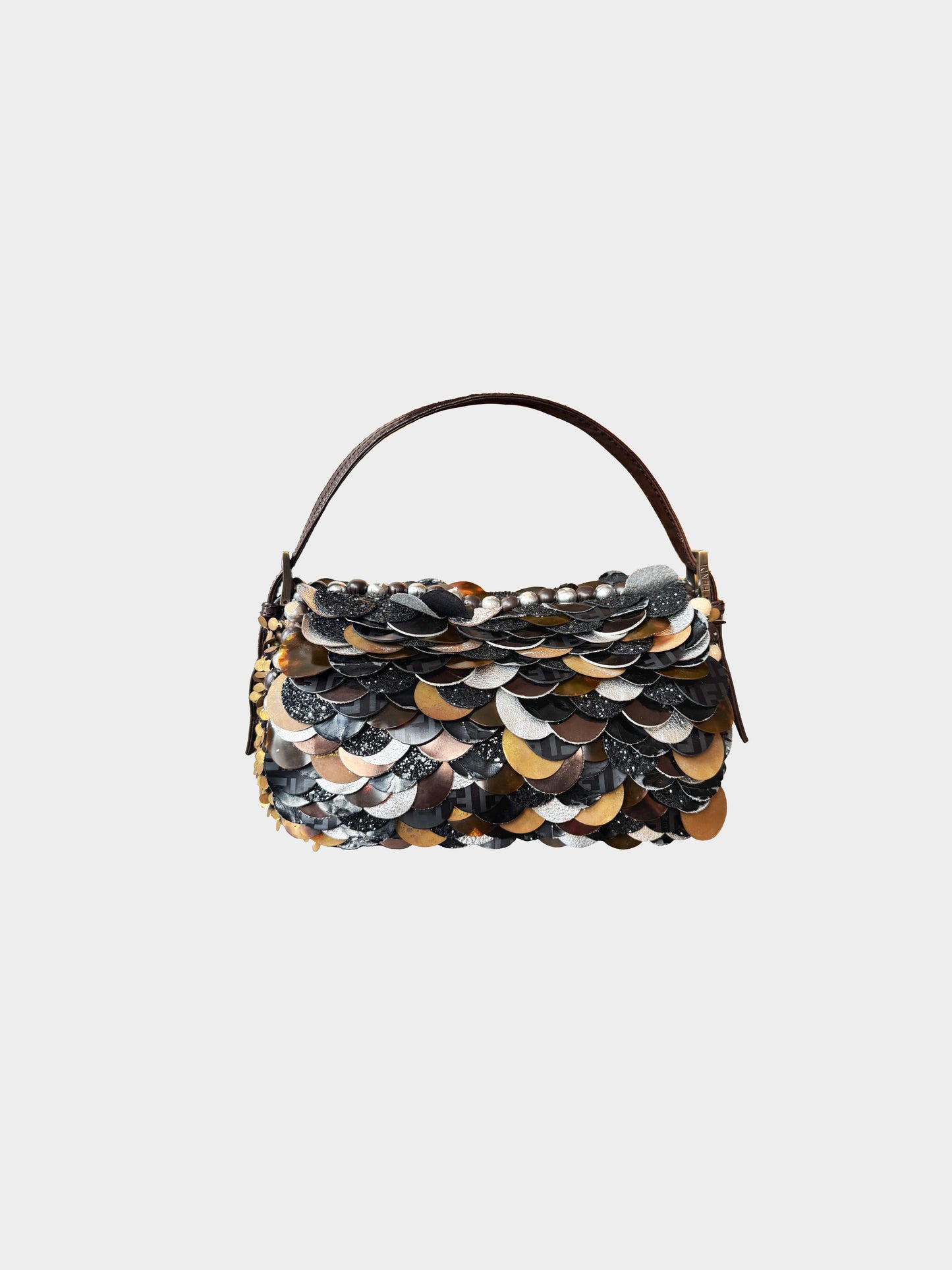 Fendi 2000s Large Sequins and Felt Fringe Baguette