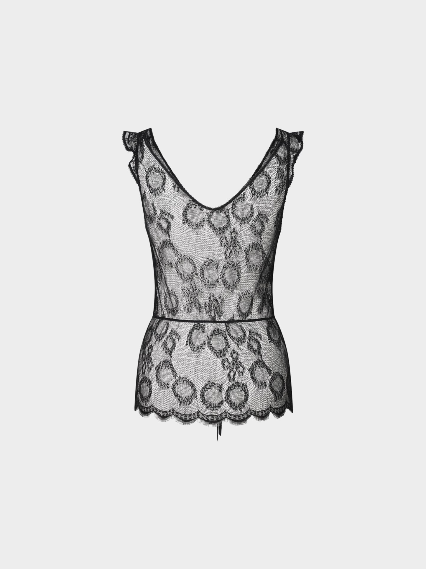 Chanel by Karl Lagerfeld SS 2005 Black COCO 5 Pattern Lace Camisole