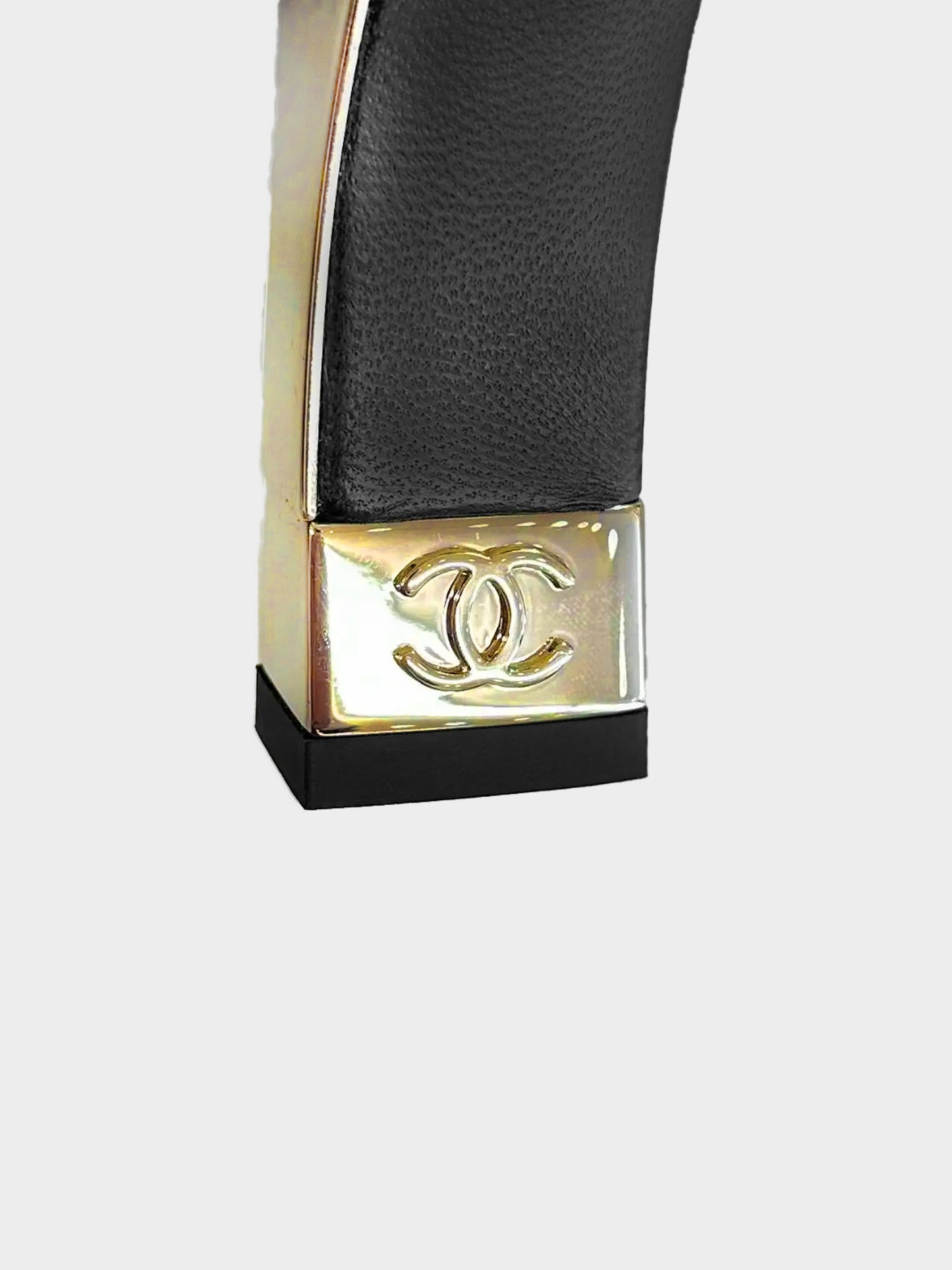 Chanel 2020 Black Lambskin Leather and Grosgrain Pumps
