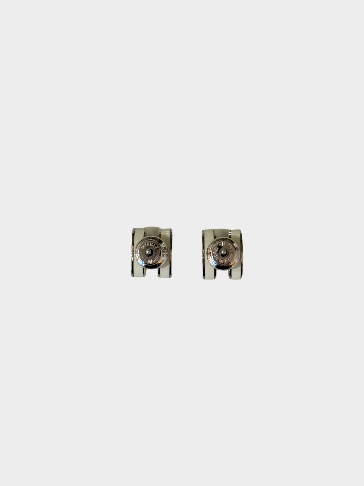 Hermès 2020s White Palladium-Plated Mini Pop H Stud Earrings