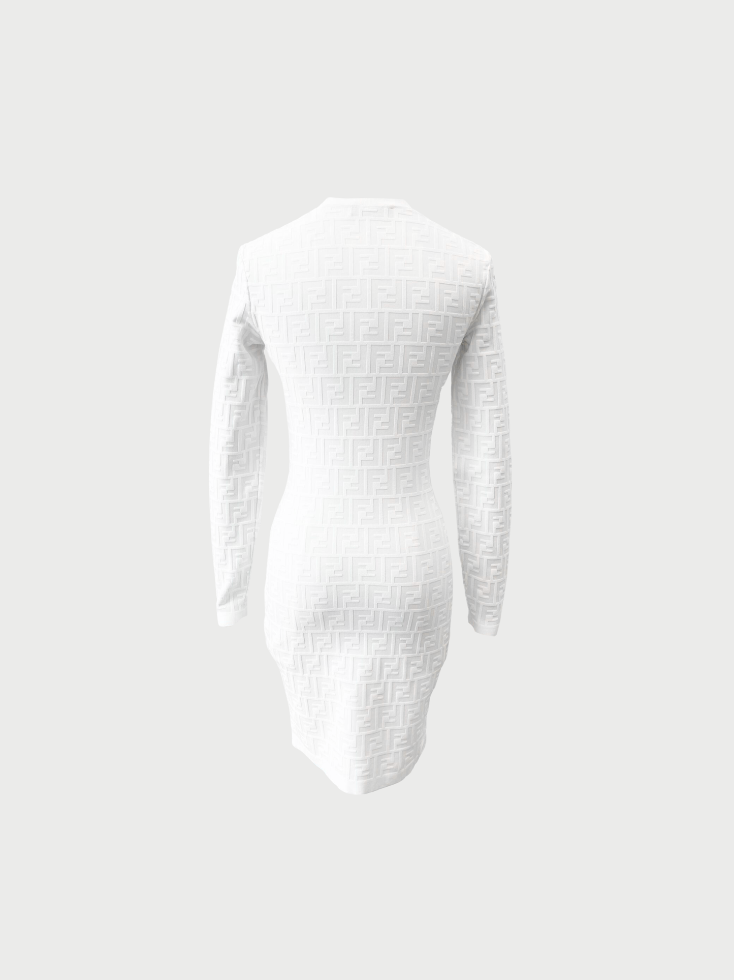 Fendi 2010s White FF Monogram Knit Mini Dress