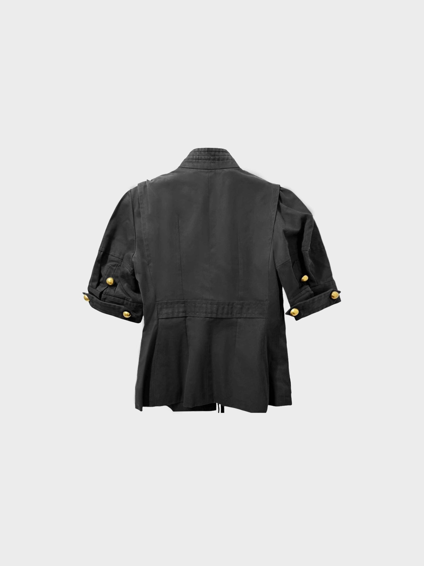 Yves Saint Laurent 2005 Rive Gauche Black Cotton Gold-studded Jacket