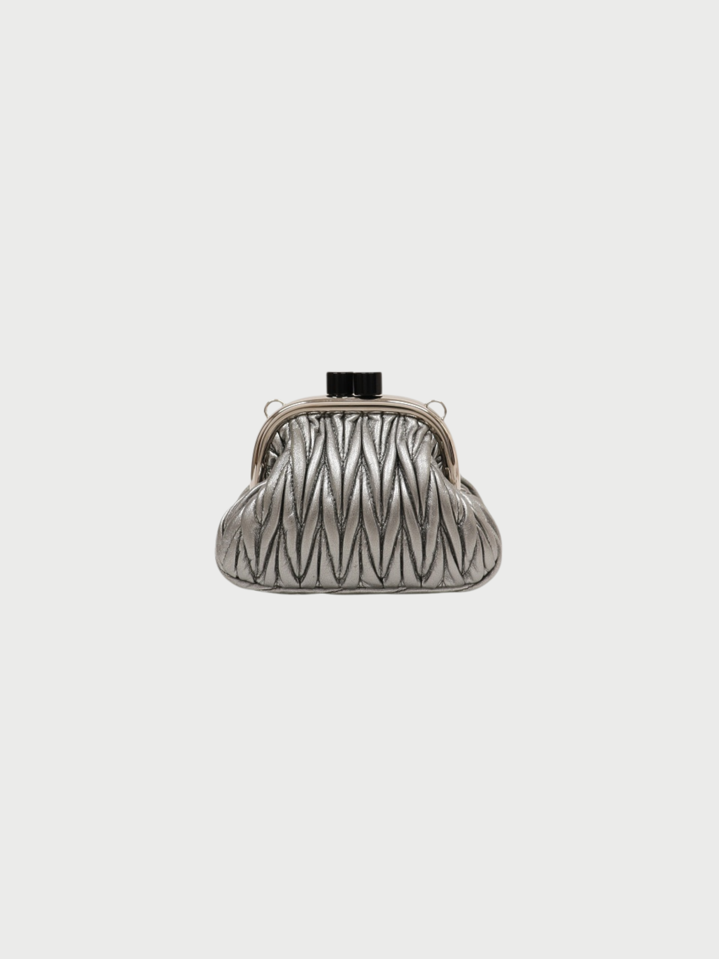 Miu Miu 2000s Silver Matelassé Leather Clasp Chain Shoulder Bag