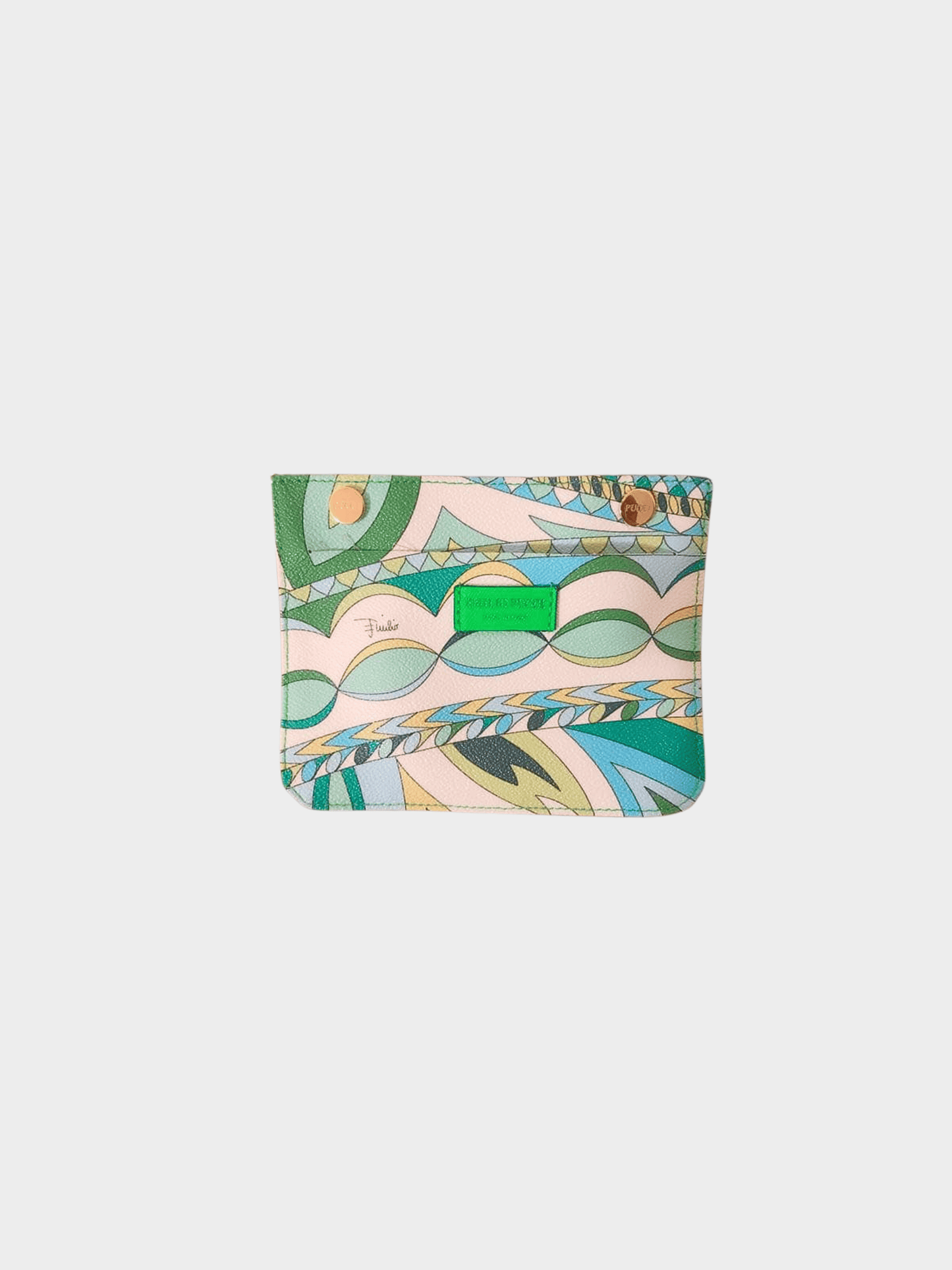 Emilio Pucci 2000s Green Graphic Print Top Mini Boston Bag