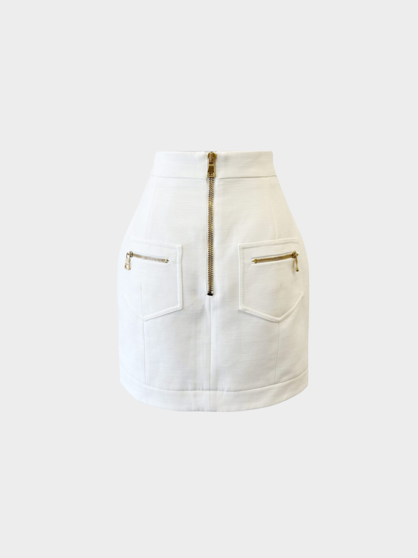 Balmain 2020s Cream Cotton Crest Button Mini Skirt