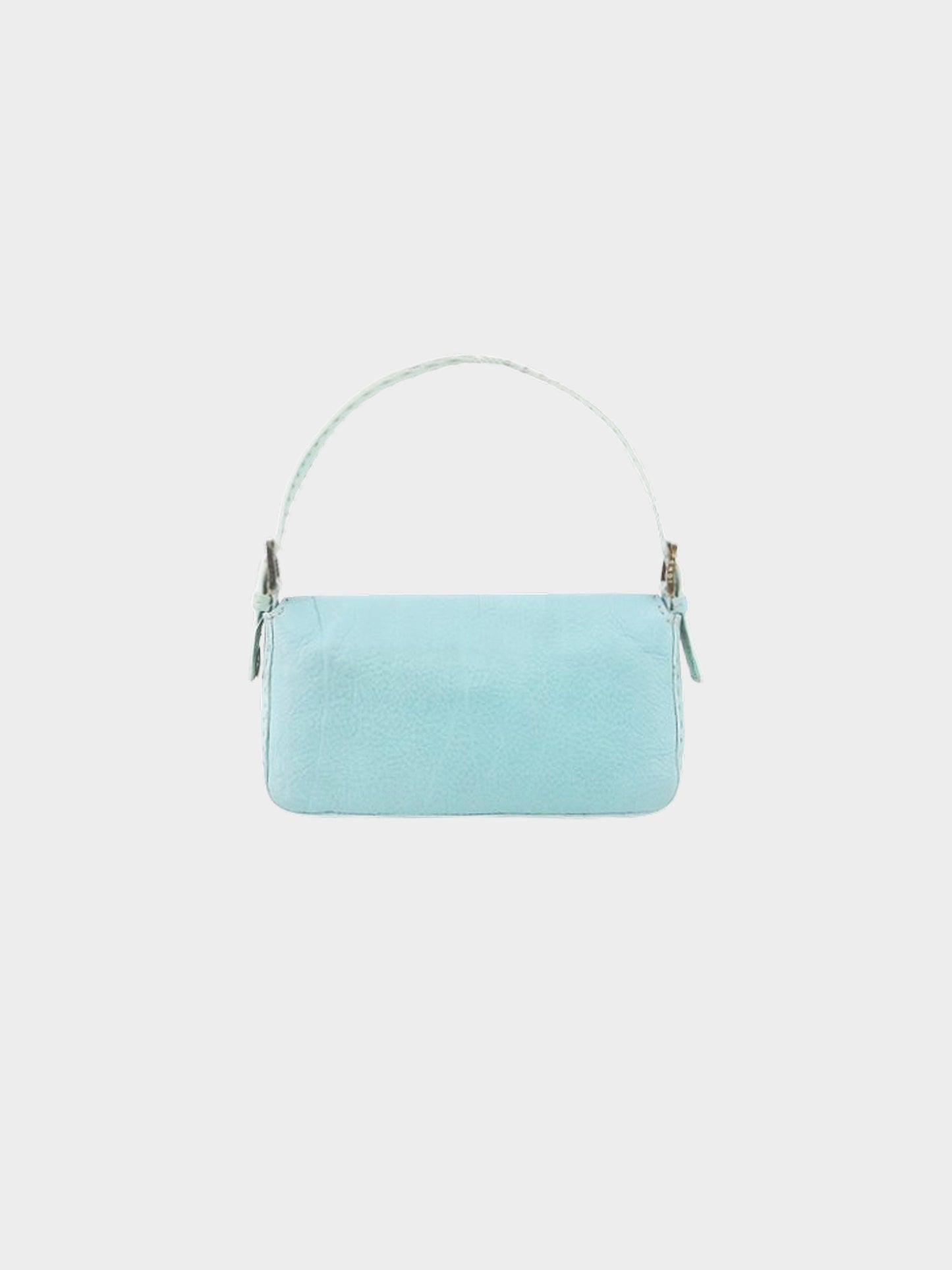 Fendi 2000s Sky Blue Pebbled Leather Selleria Baguette