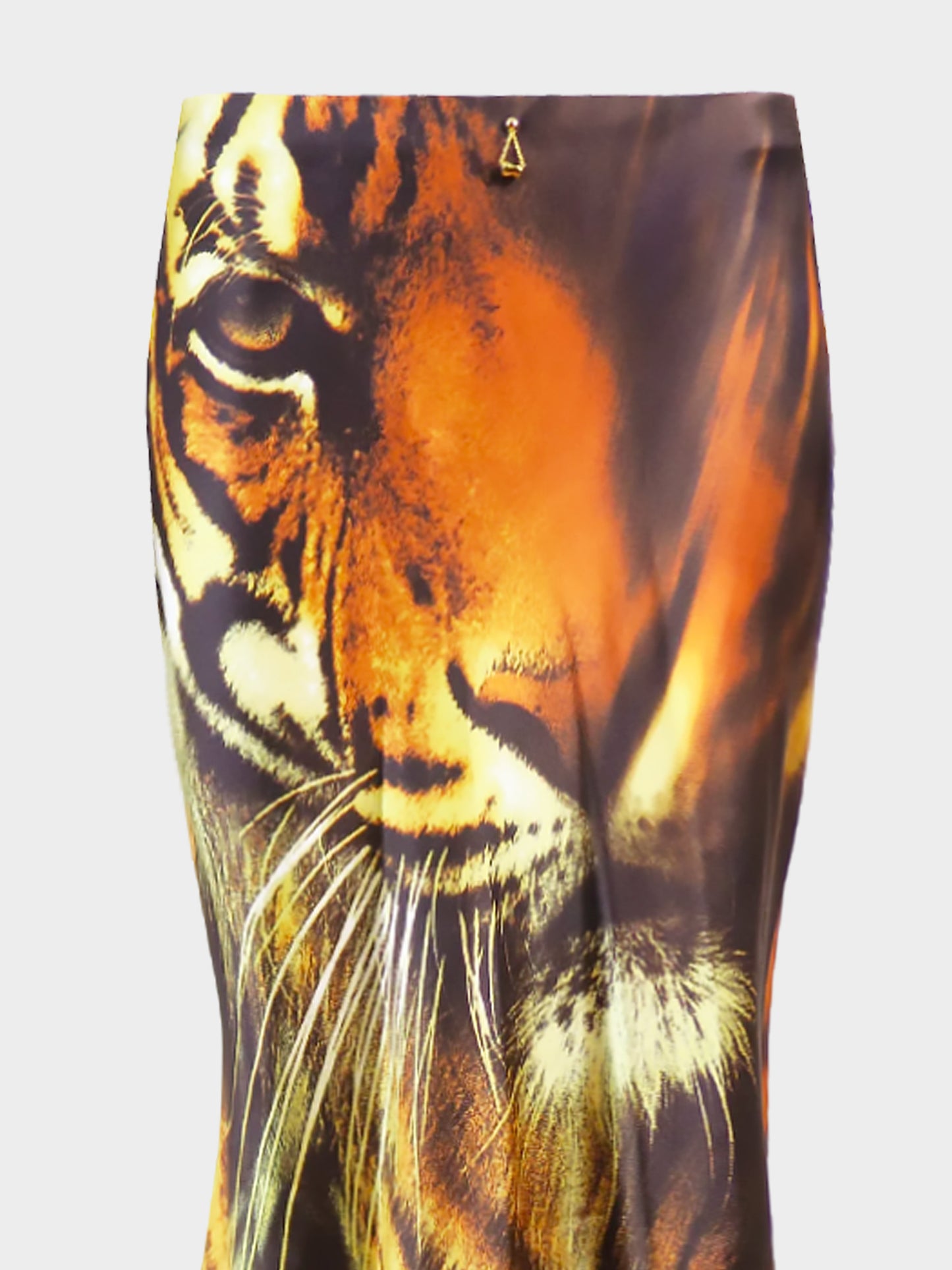 Roberto Cavalli SS 2000 Tiger Print Silk Maxi Silk Skirt
