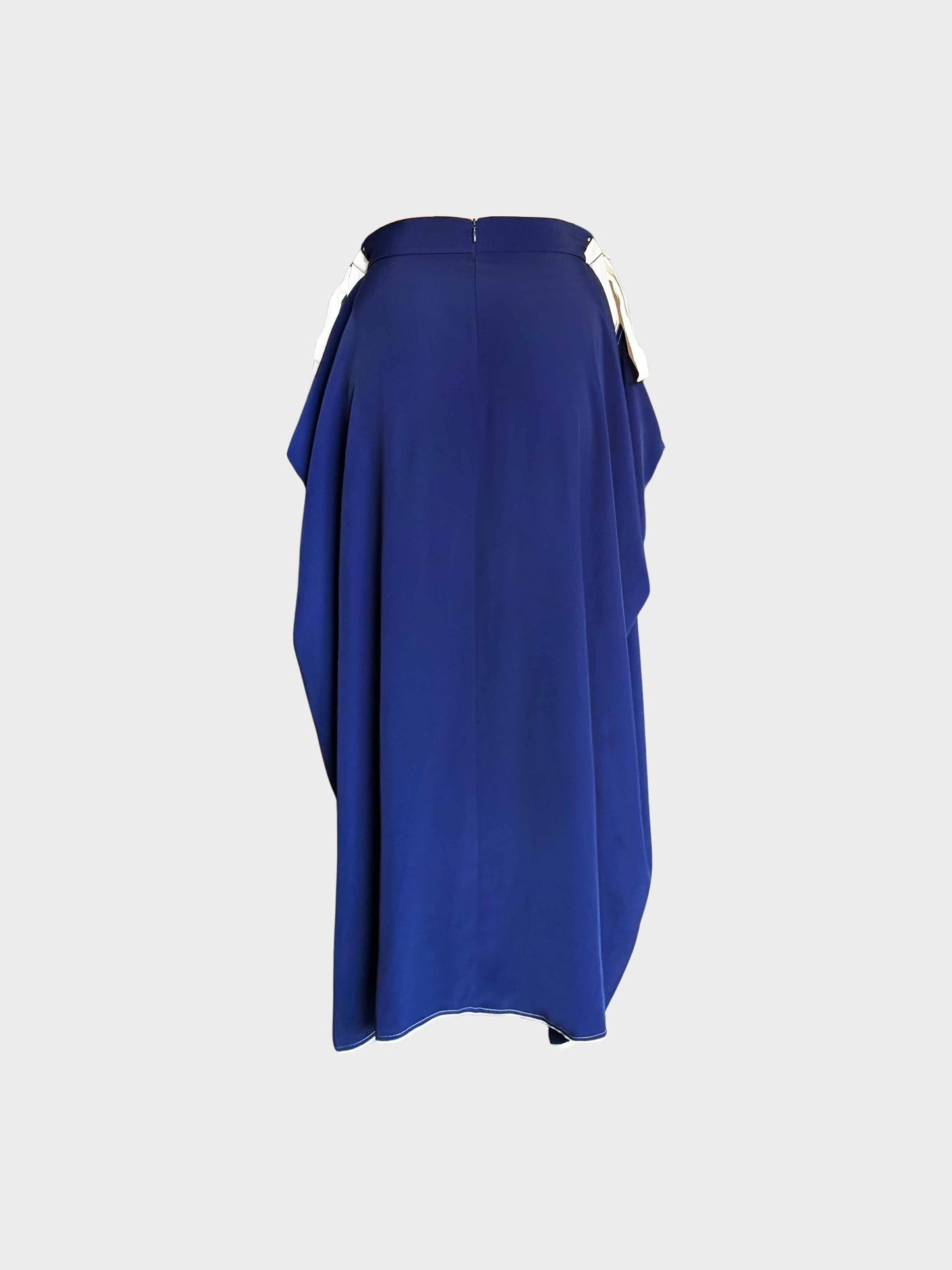 Jean Paul Gaultier 2000s Navy Blue and White Asymmetrical Skirt