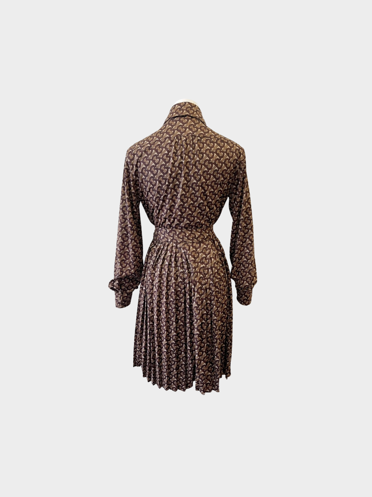 Burberry 2020s Brown TB Monogram Jersey Belted Dress