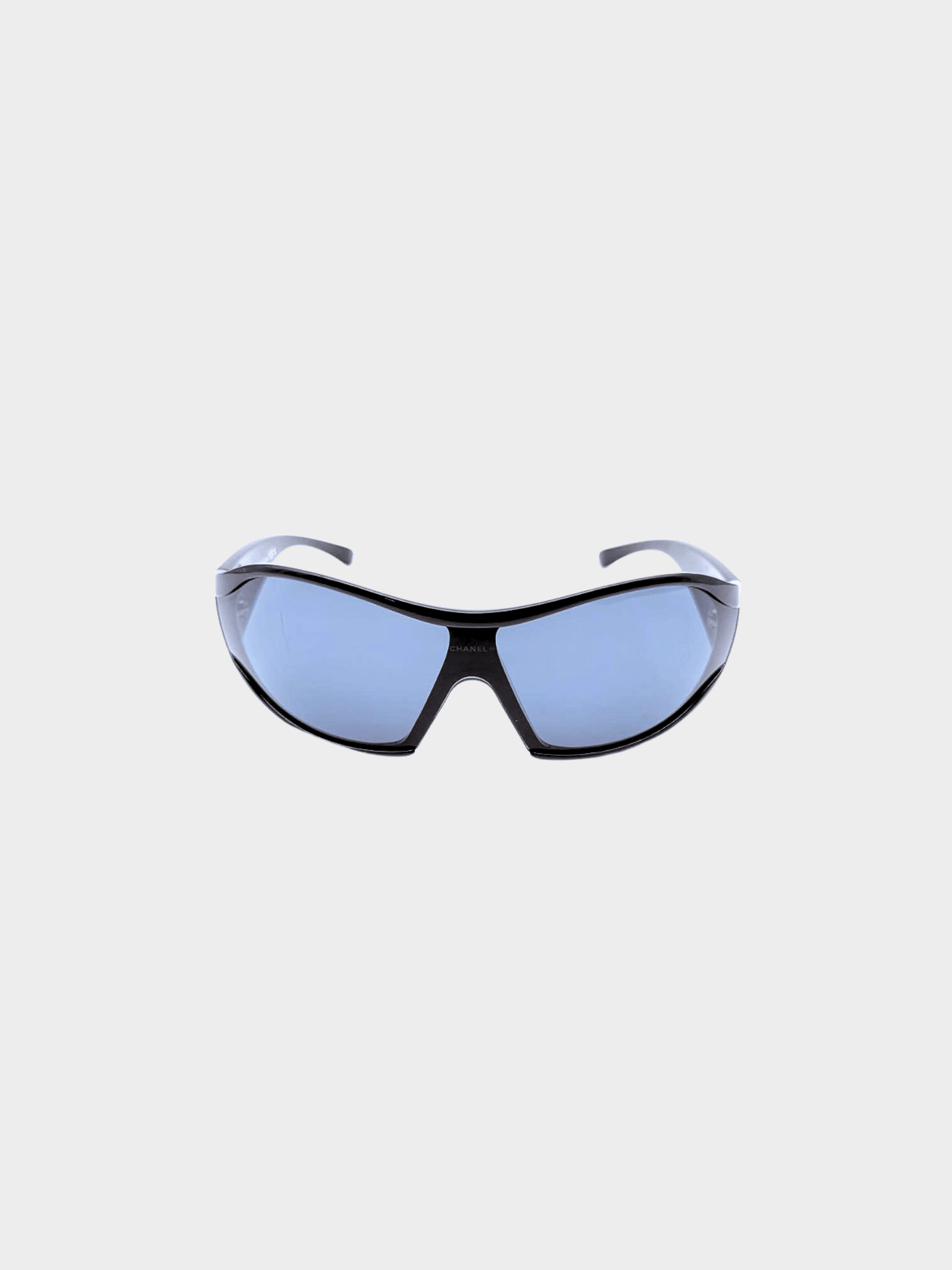 Chanel 2000s Black Shield Sunglasses