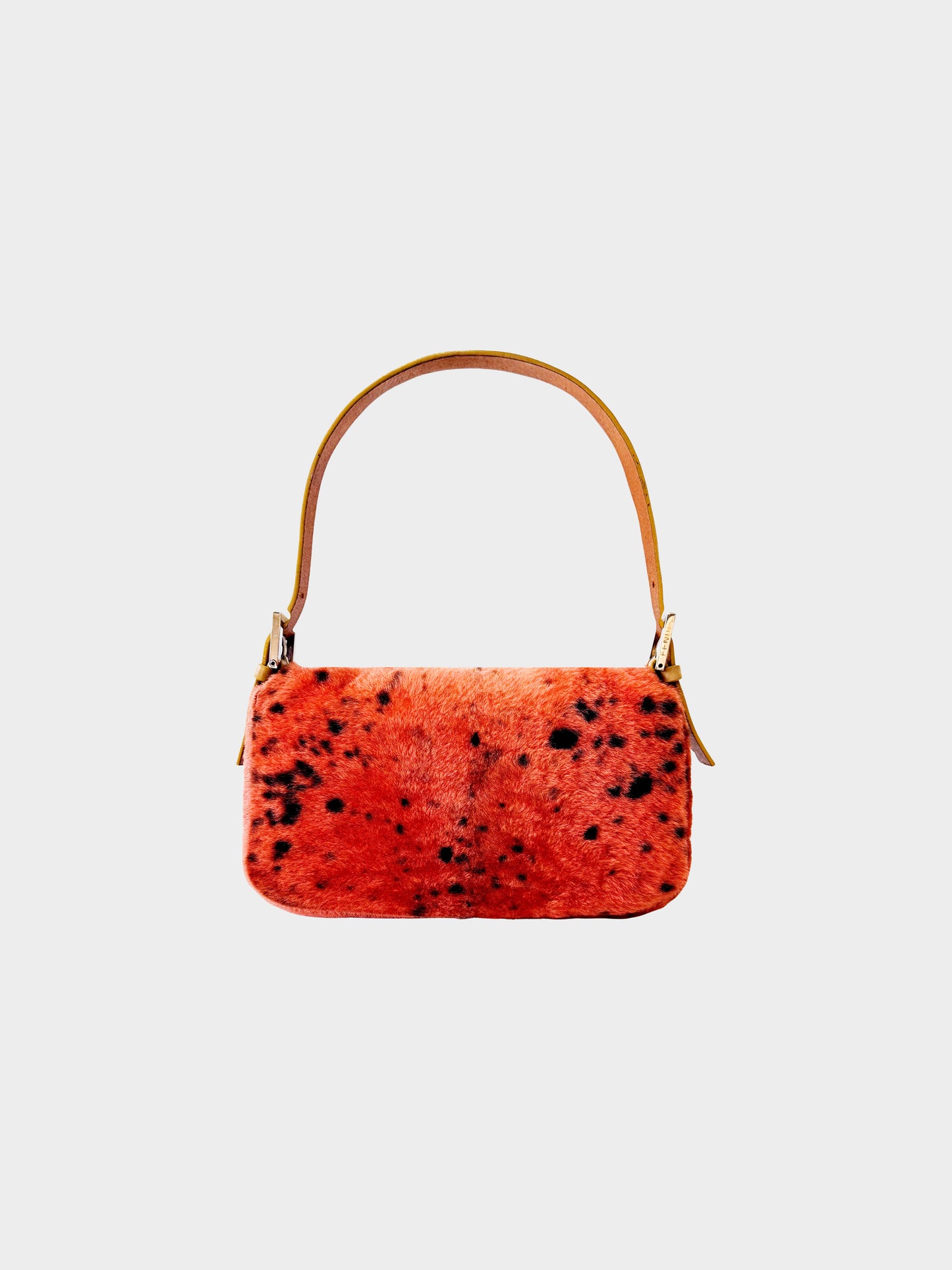 Fendi 2000s Orange Dalmatian Print Pony Hair Baguette