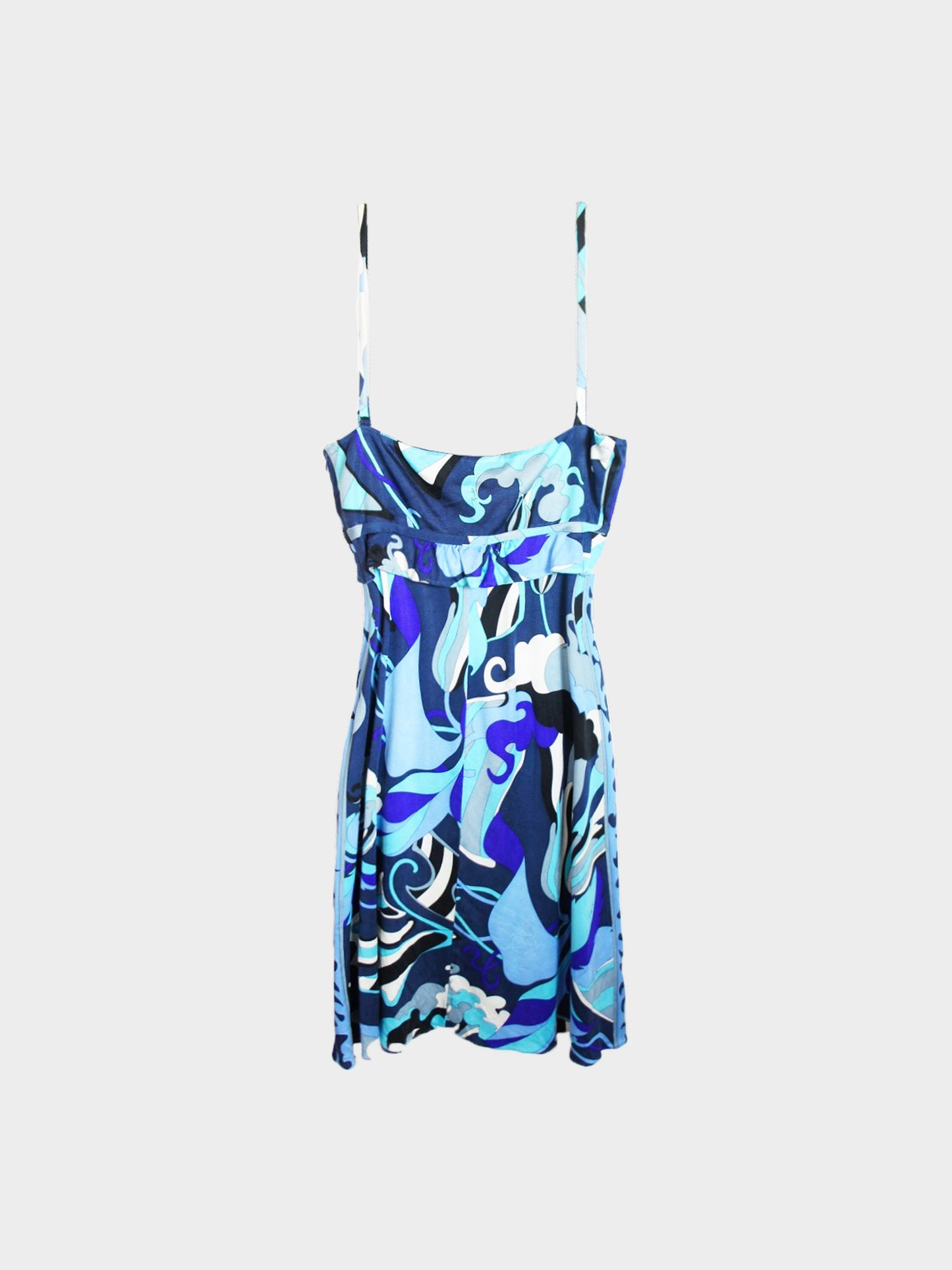 Emilio Pucci 2000s Blue Abstract Print Silk Dress