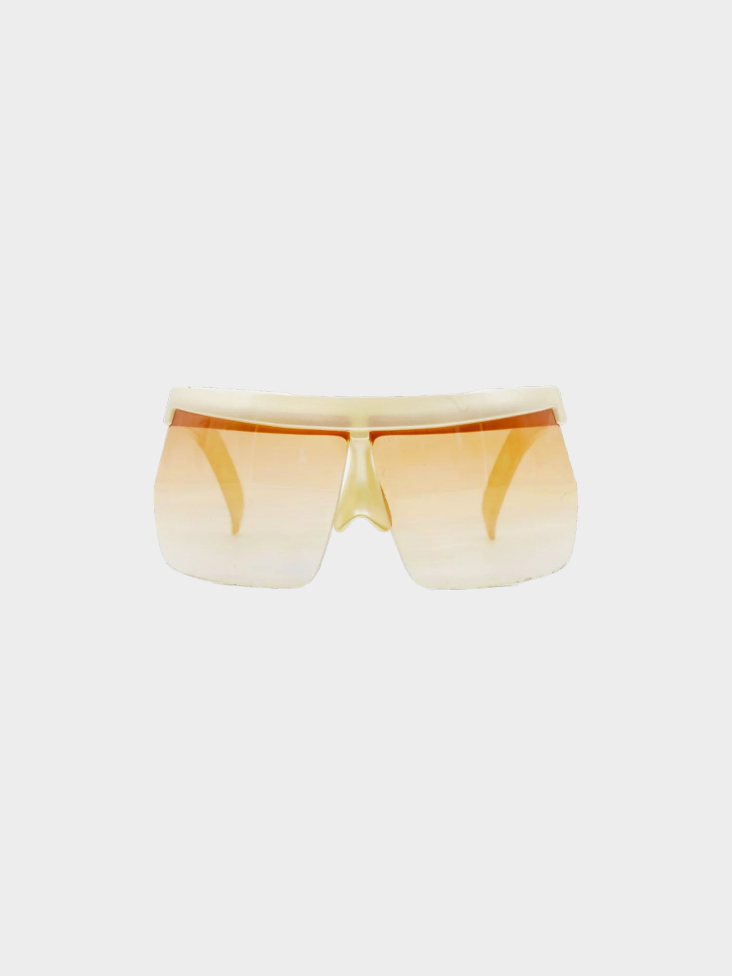 Courrèges 1980s Off White Plastic Half Frame Futuristic Sunglasses