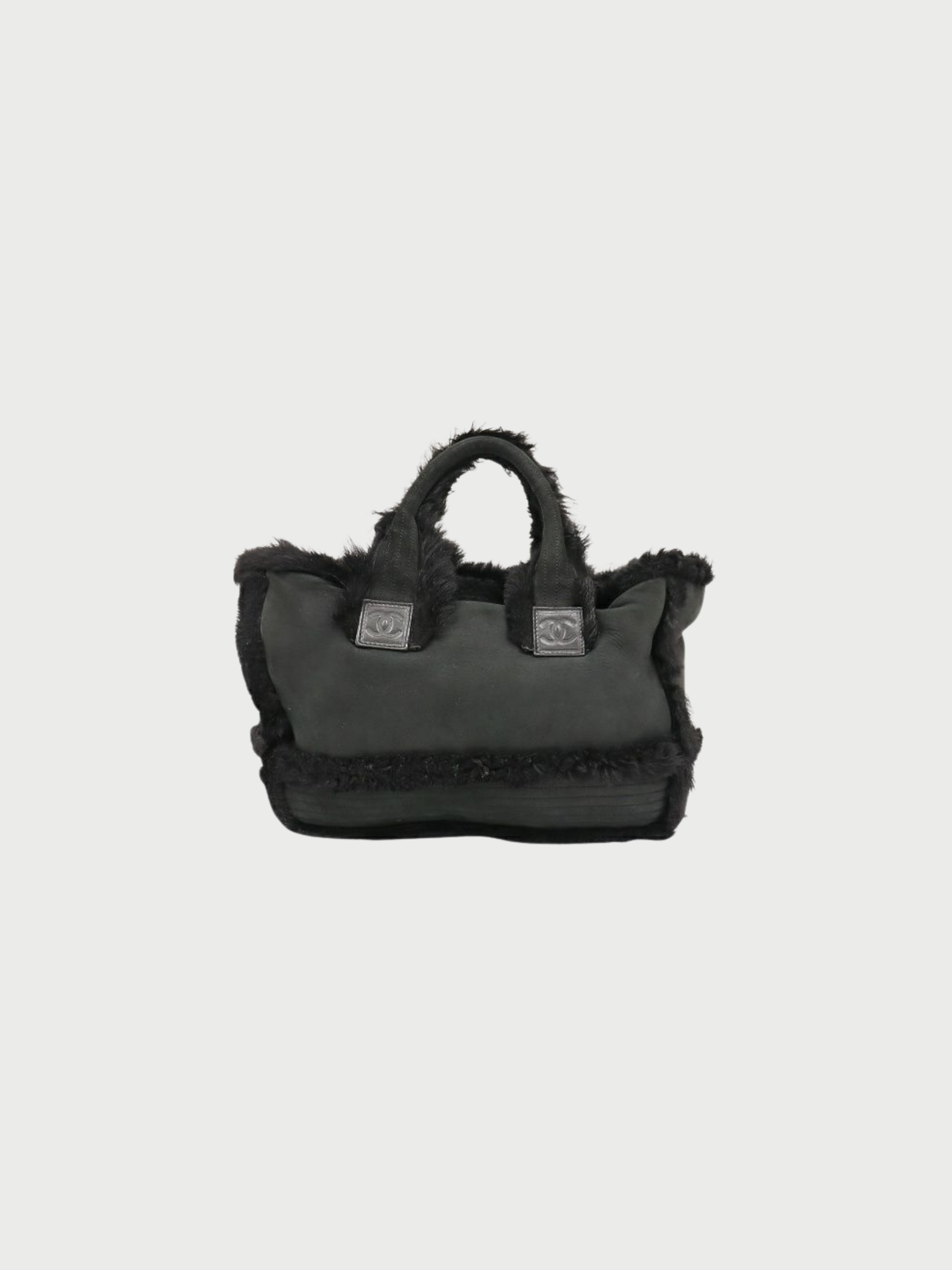 Chanel 2007 Black Shearling Sports Line Tote Bag