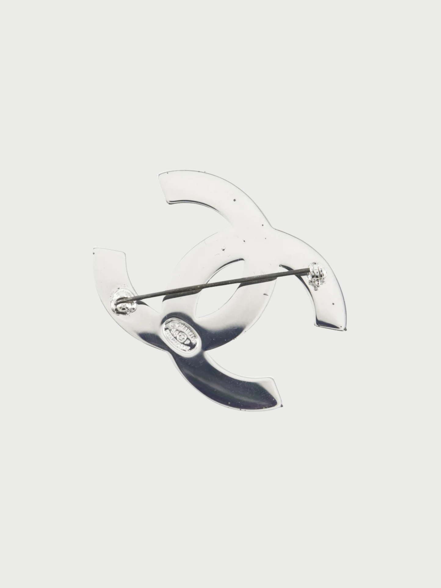 Chanel Spring 1998 Silver Metal Coco Mark Logo Brooch