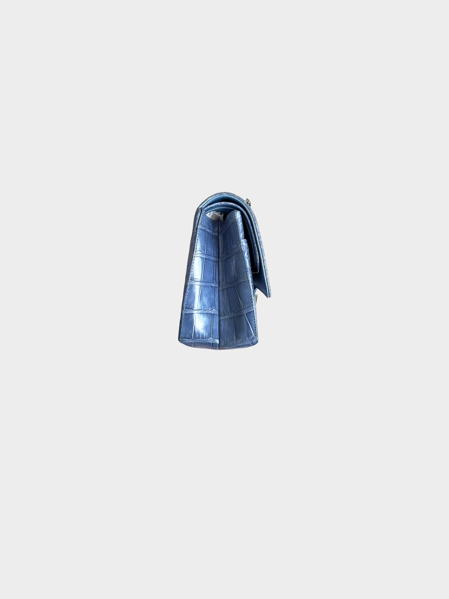 Chanel 2018 Denim Blue Reissue 2.55 Alligator Medium Classic Double Flap Bag