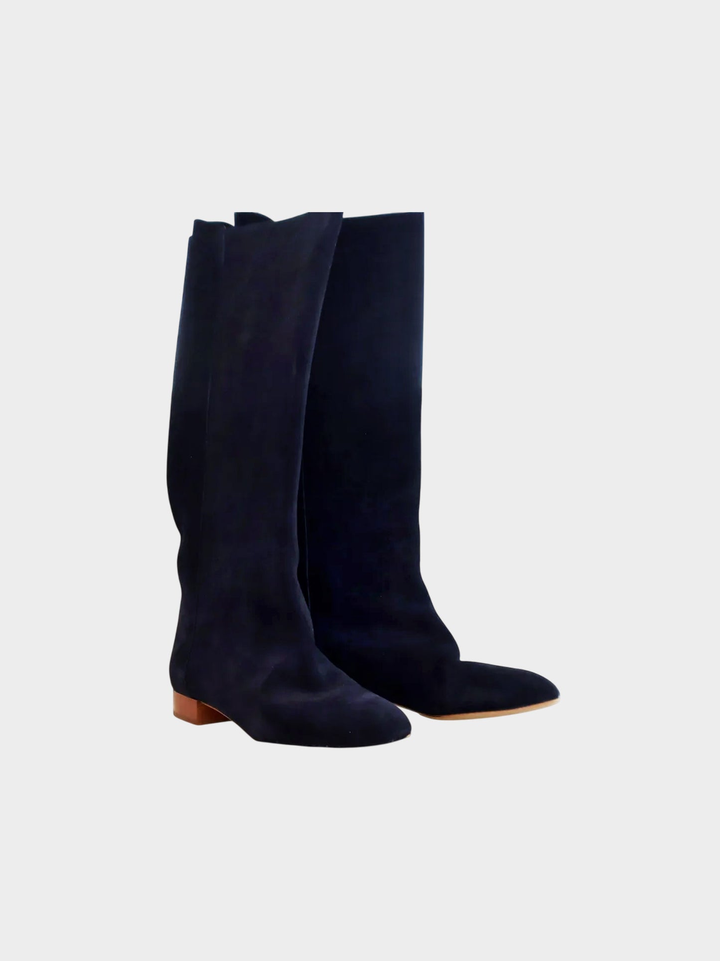 Chloe 2010s Navy Blue Suede Knee-High Riding Boots